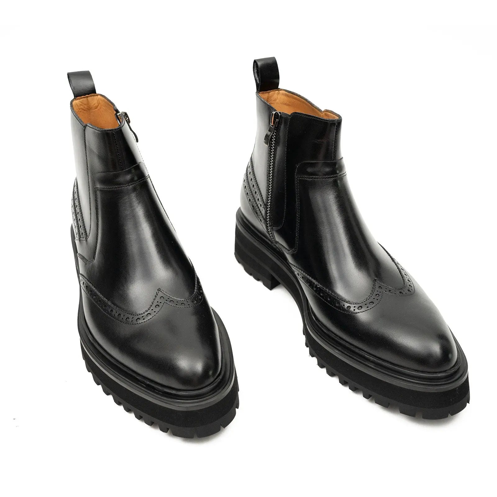 Brand Name Chelsea Boots Brogue Detailing Handmade Leather