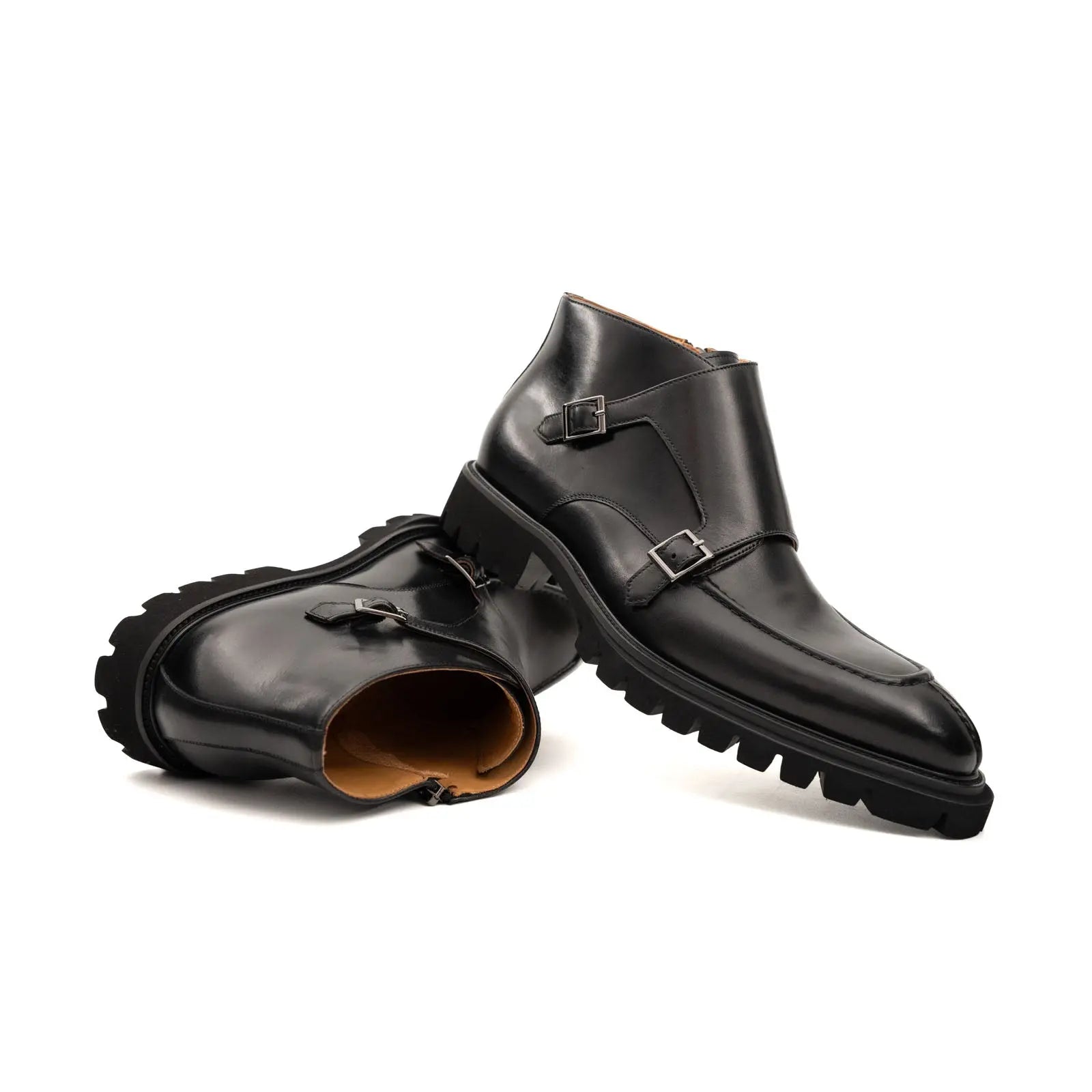 Divinch Double Monk Calfskin Premium Black Lug Sole Boot