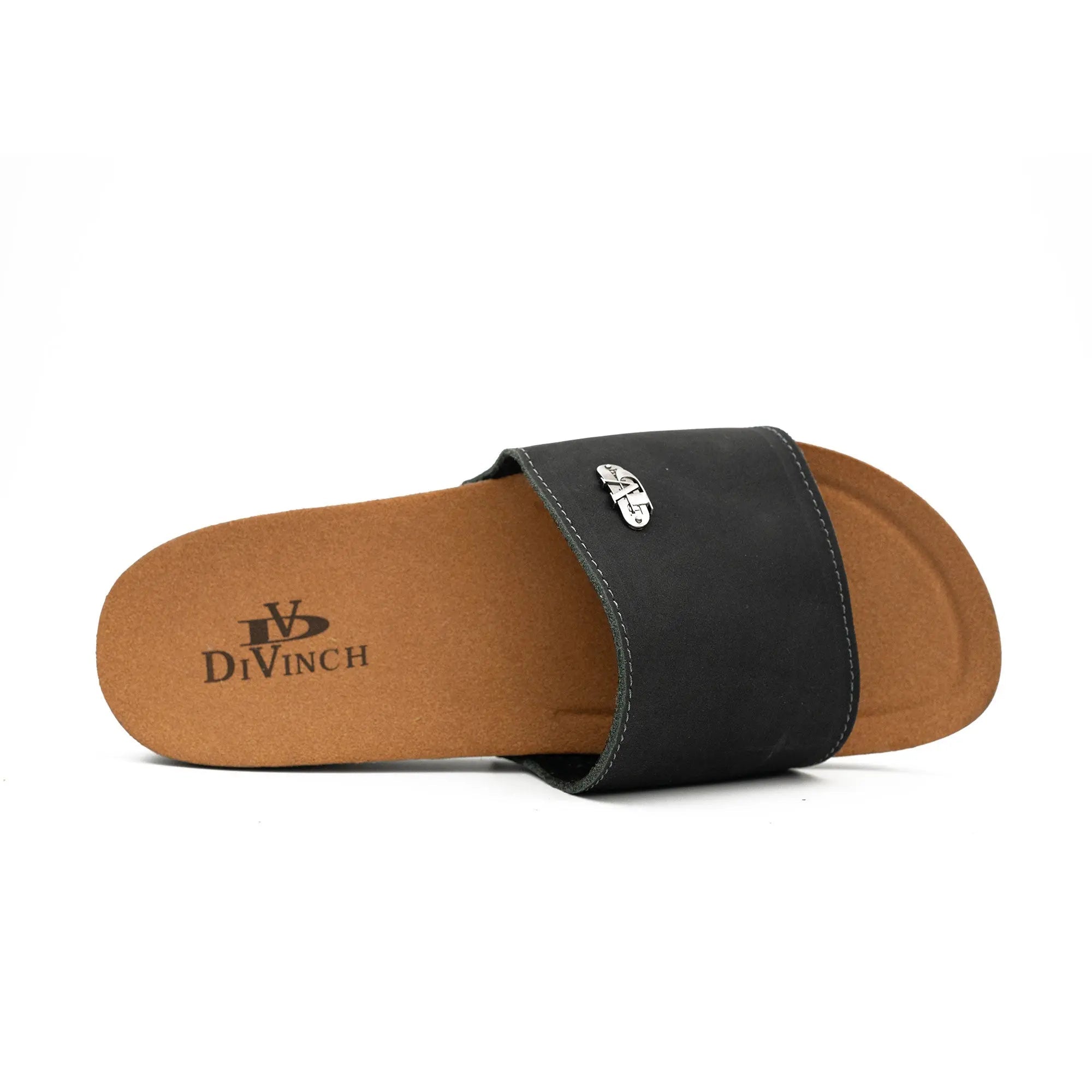 DiVinch Men's Black Single Strap Slide Casual Sandal