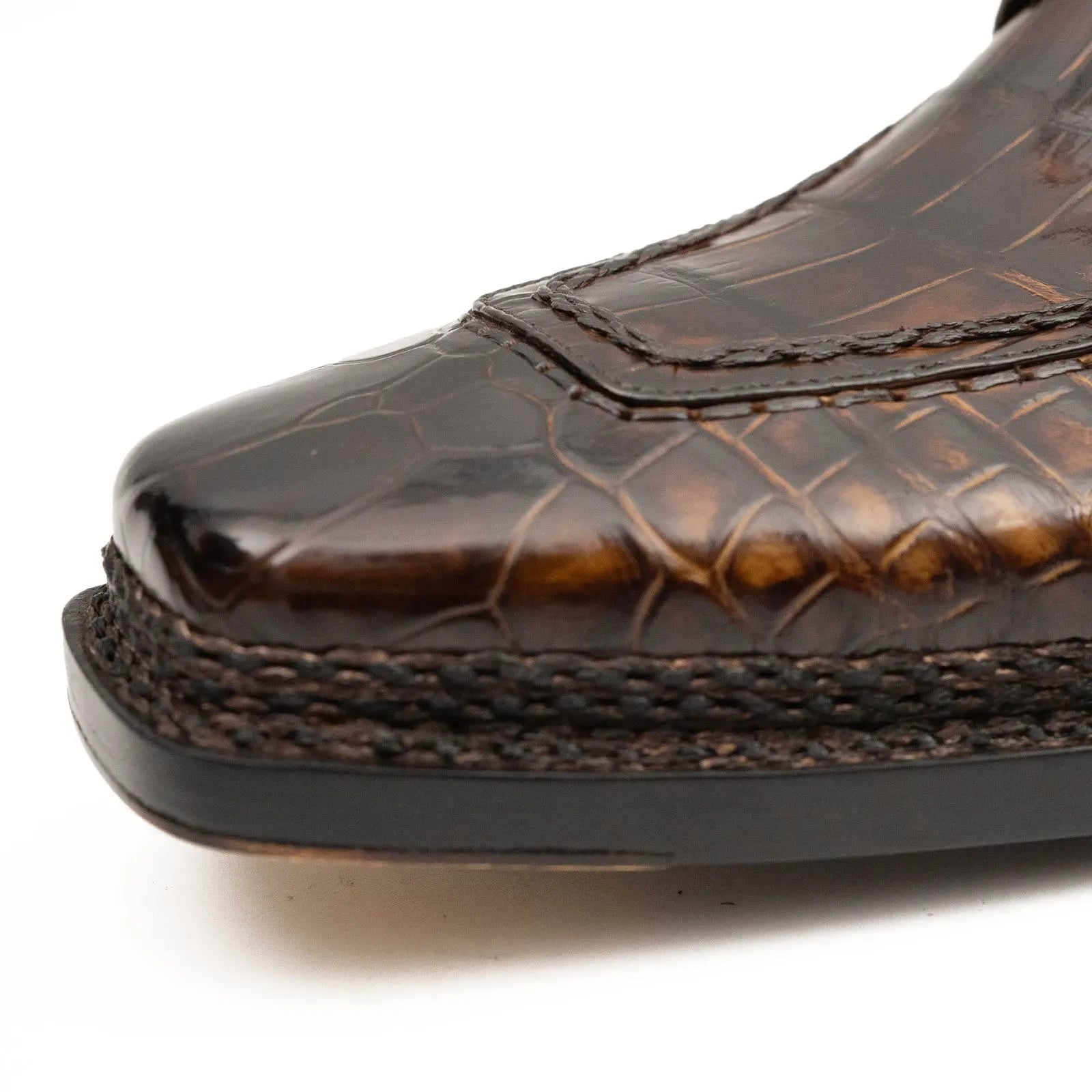 Unknown Brand Crocodile Derby Men’s Crocodile Leather Brown 8014