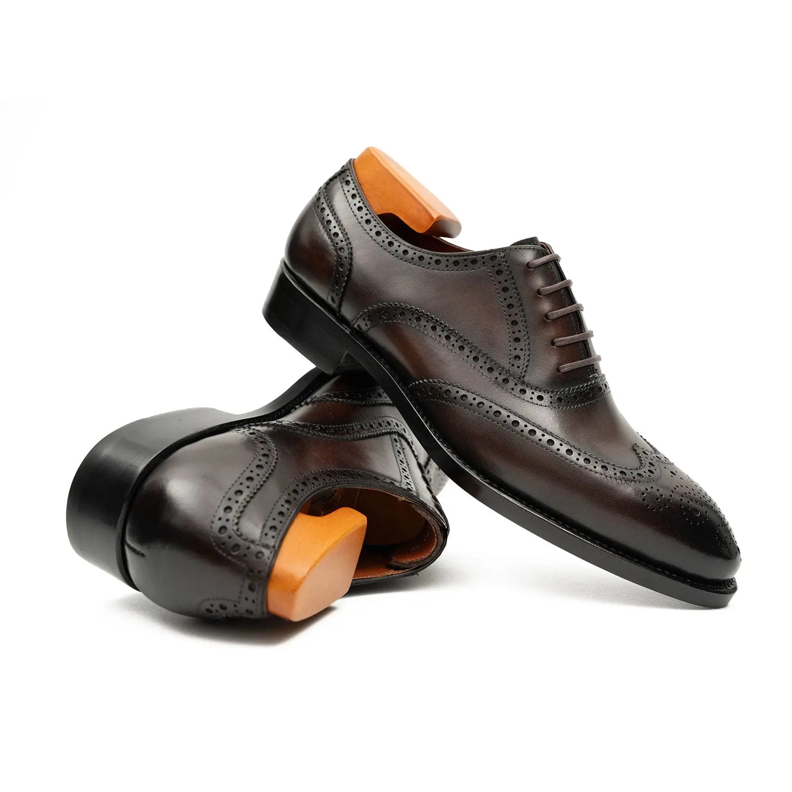 Goodyear Welted Brogue Shoes Classic Men's Leather Brown