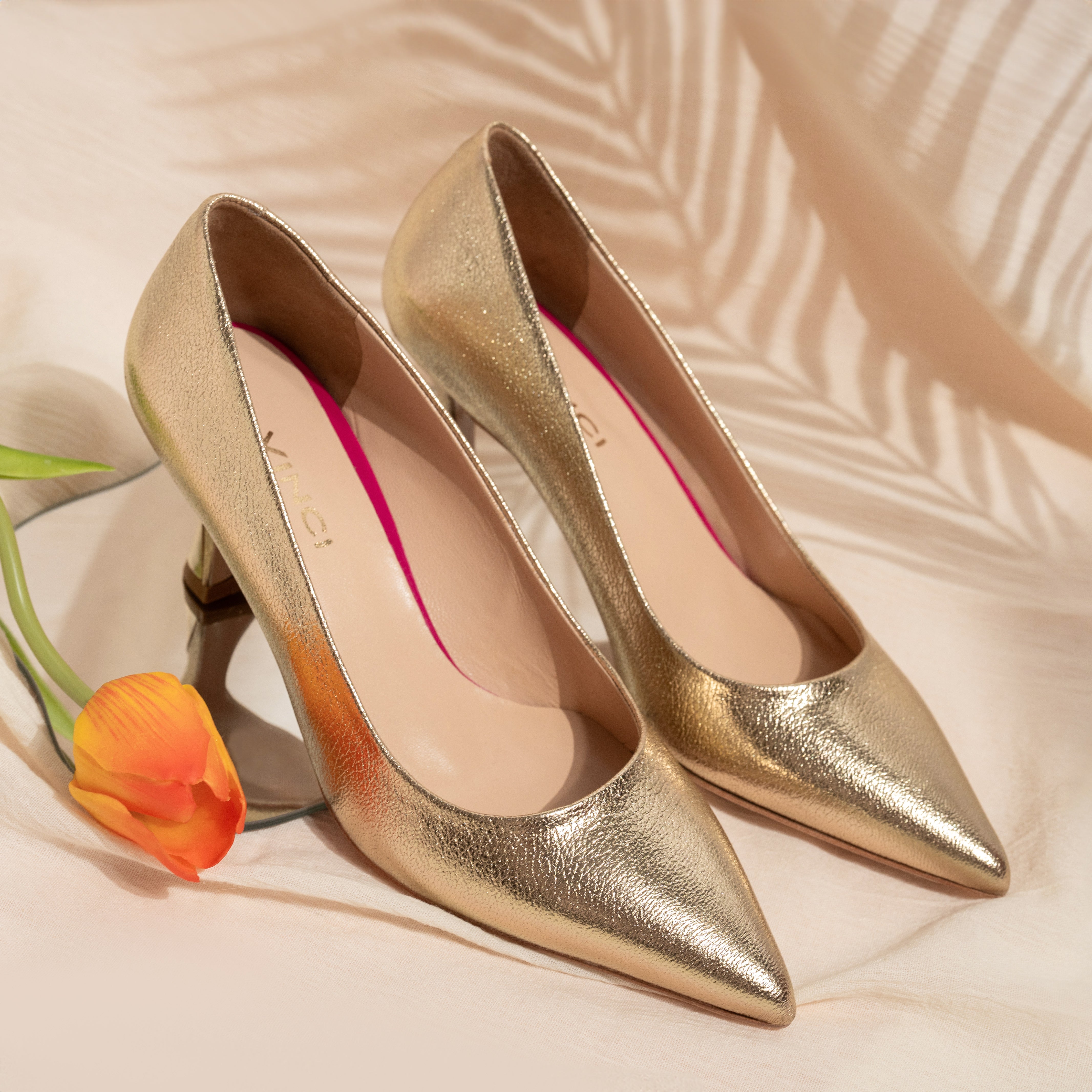 The Brunello Gold Leather Pump Women Shoe