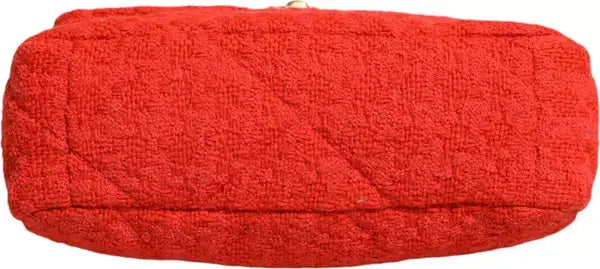 CHANEL (PRELOVED) Red Tweed 2WAY Hand Chain Medium Shoulder Bag Purse