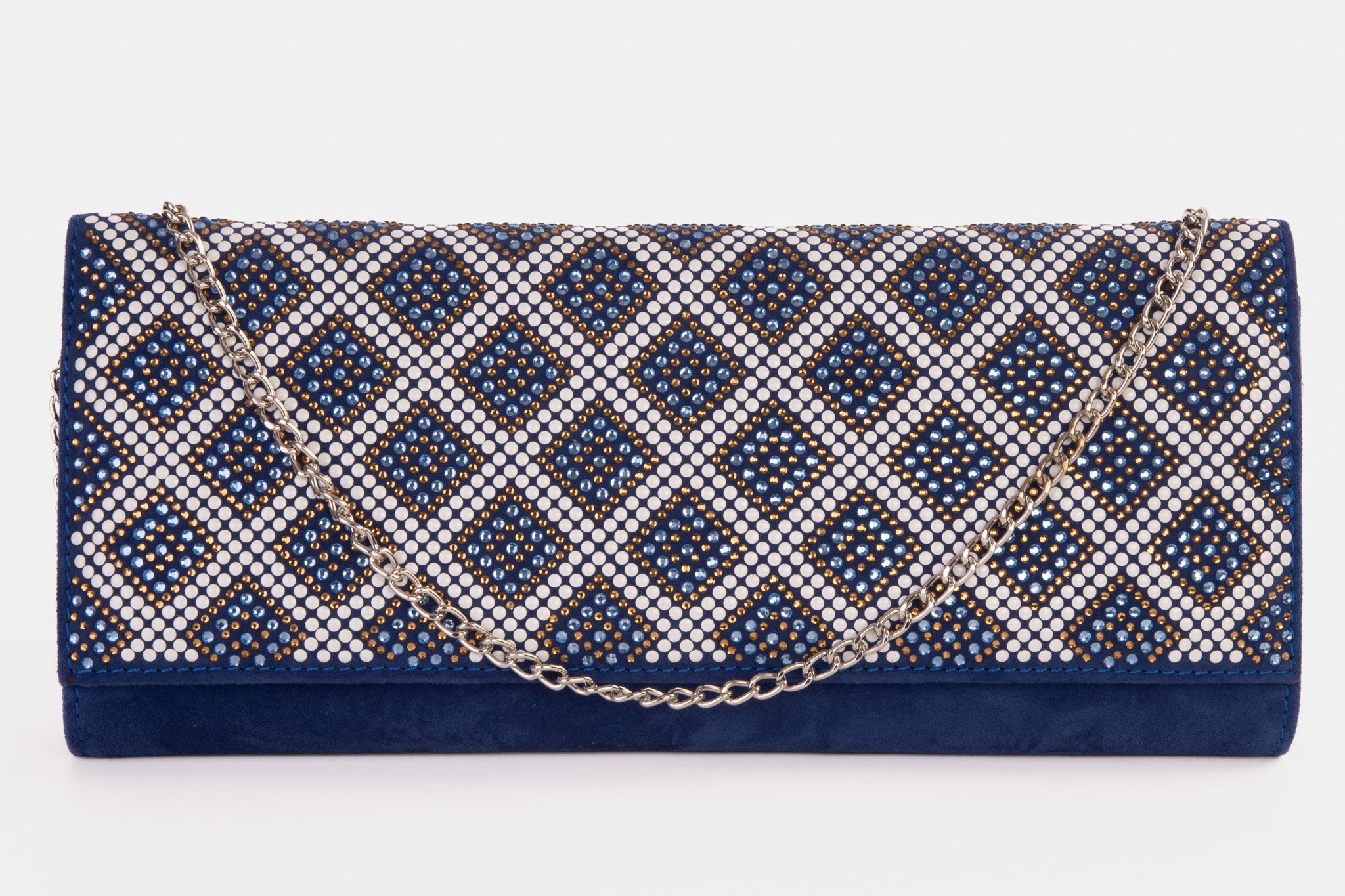 The Nampula Sax Blue Glitter Suede Leather Clutch