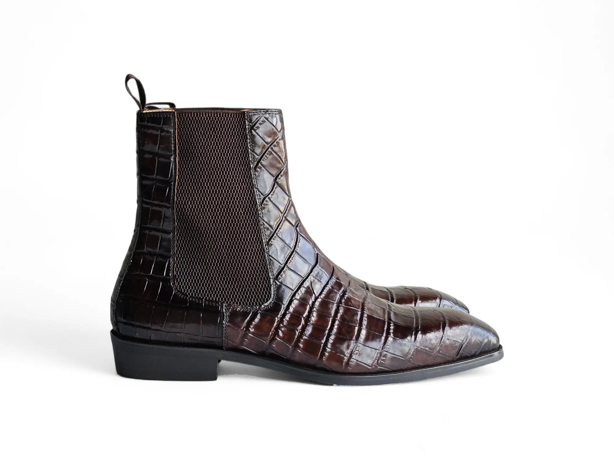 Carrucci Crocodile Embossed Chelsea Boot Full Grain Calfskin Leather KB503X-601E