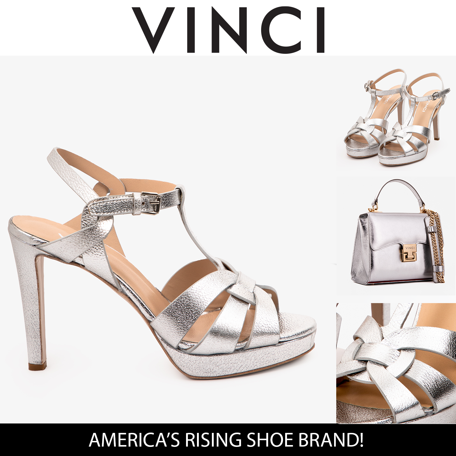 The Parisian Silver Leather T-Strap Platform Heel Women Sandal