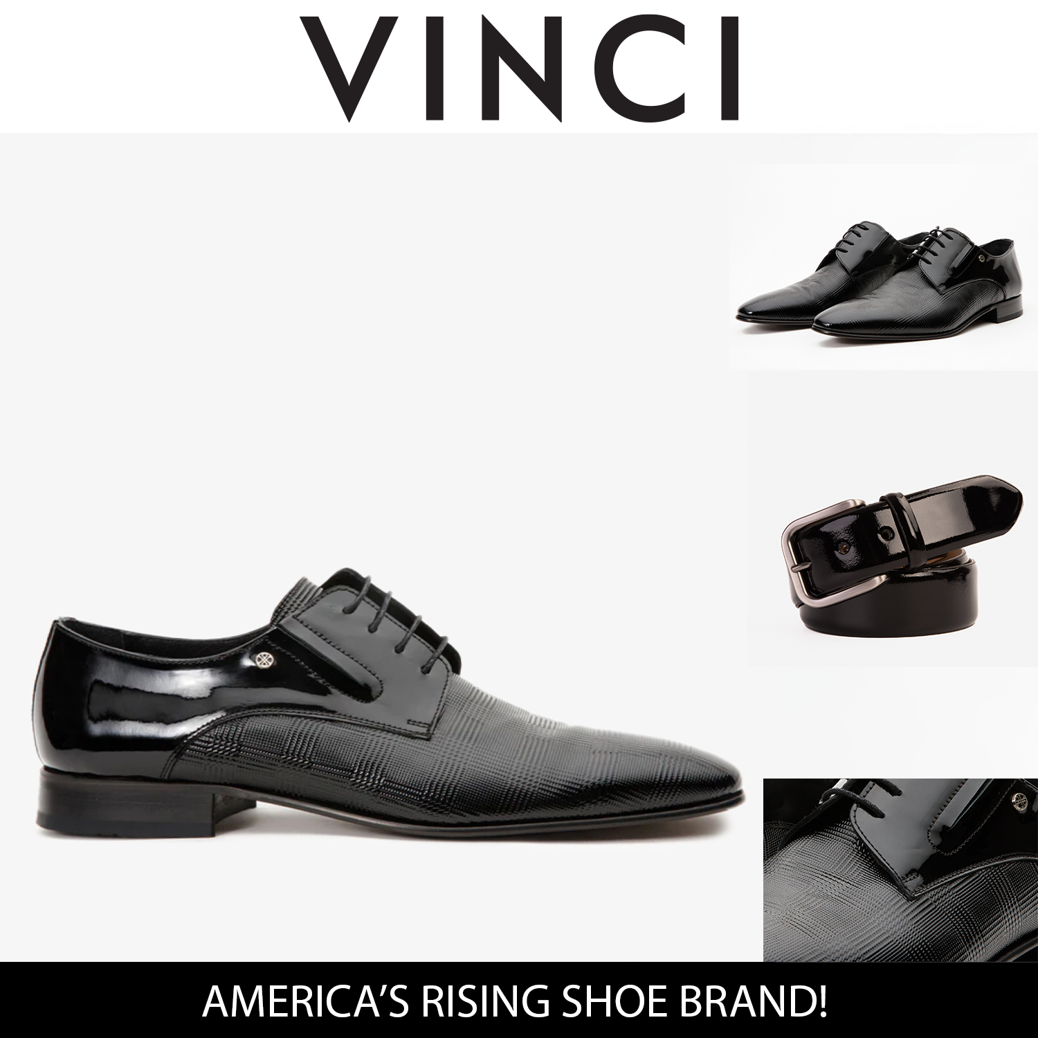 The San Severo Black Patent Leather Derby Men Shoe