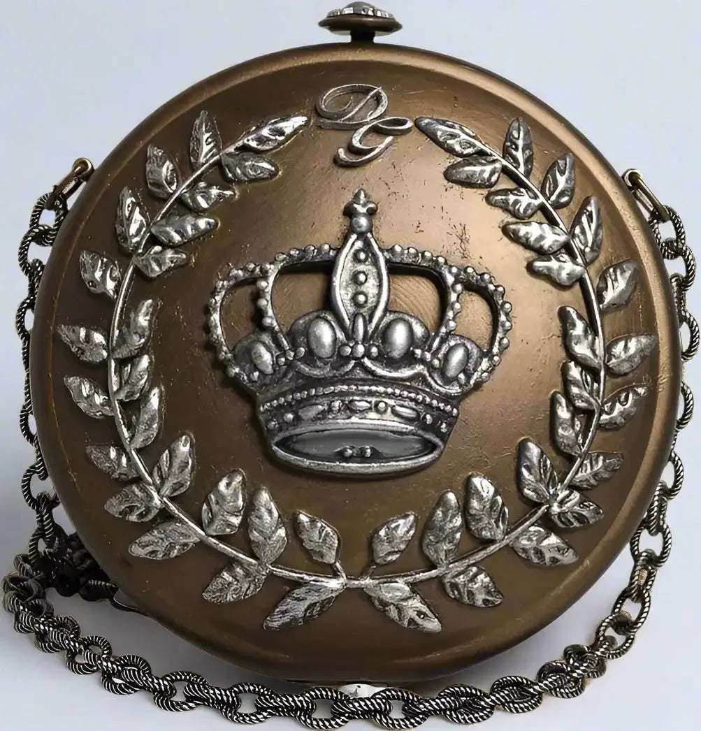 Dolce & Gabbana Gold Brass Metal DG Crown Clutch Crossbody Bag