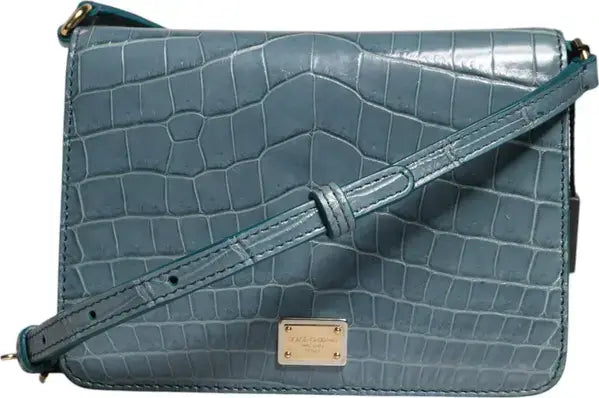 Dolce & Gabbana Green Exotic Leather DG Plaque Crossbody Mini Bag