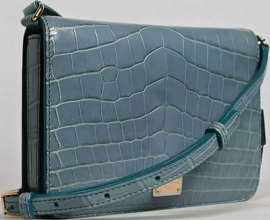 Dolce & Gabbana Green Exotic Leather DG Plaque Crossbody Mini Bag