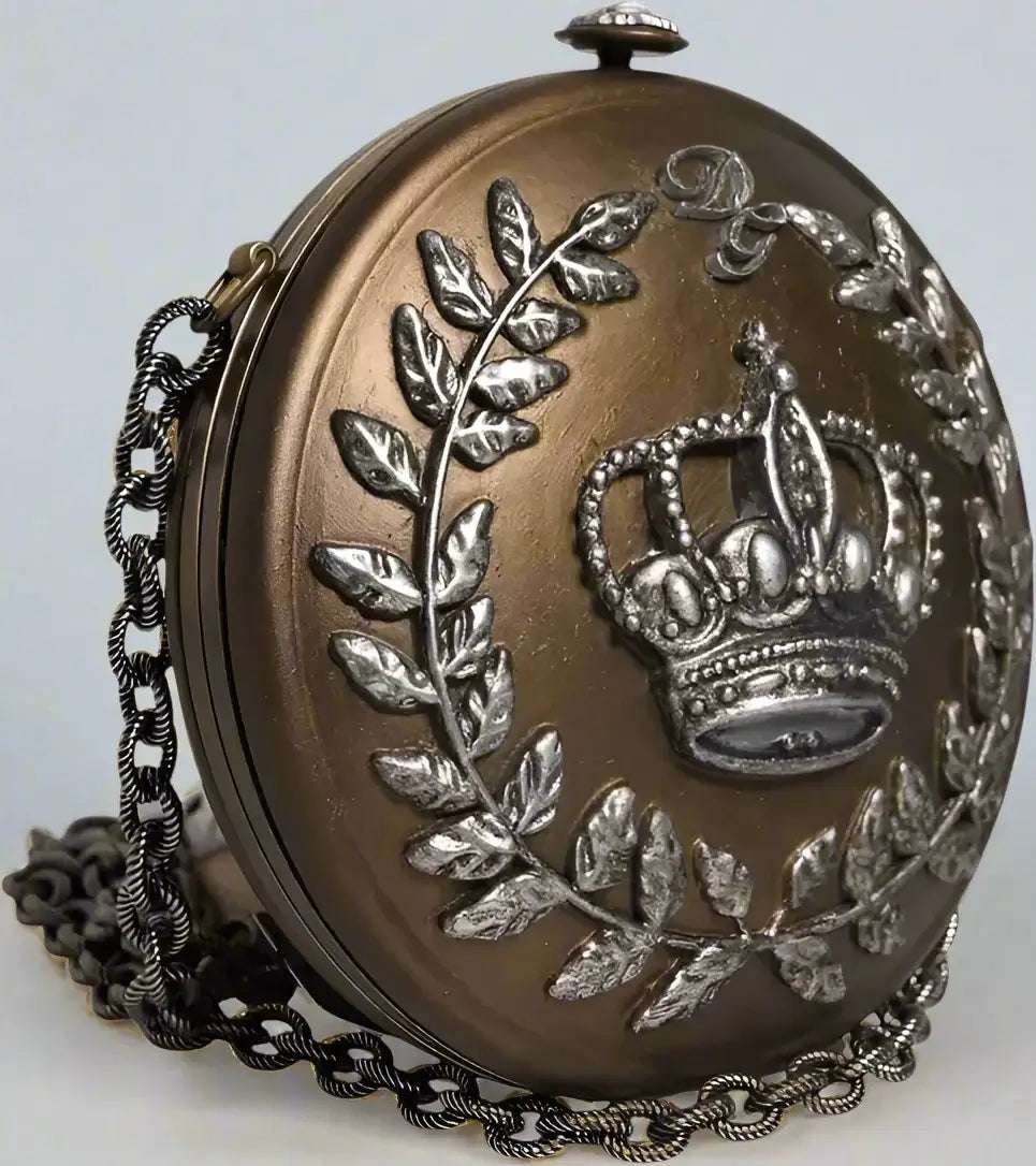 Dolce & Gabbana Gold Brass Metal DG Crown Clutch Crossbody Bag