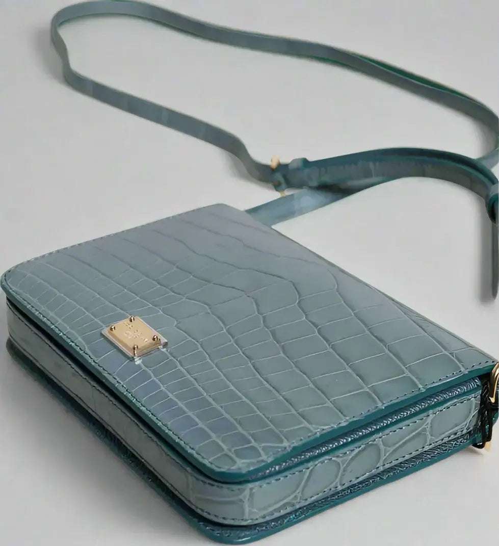 Dolce & Gabbana Green Exotic Leather DG Plaque Crossbody Mini Bag