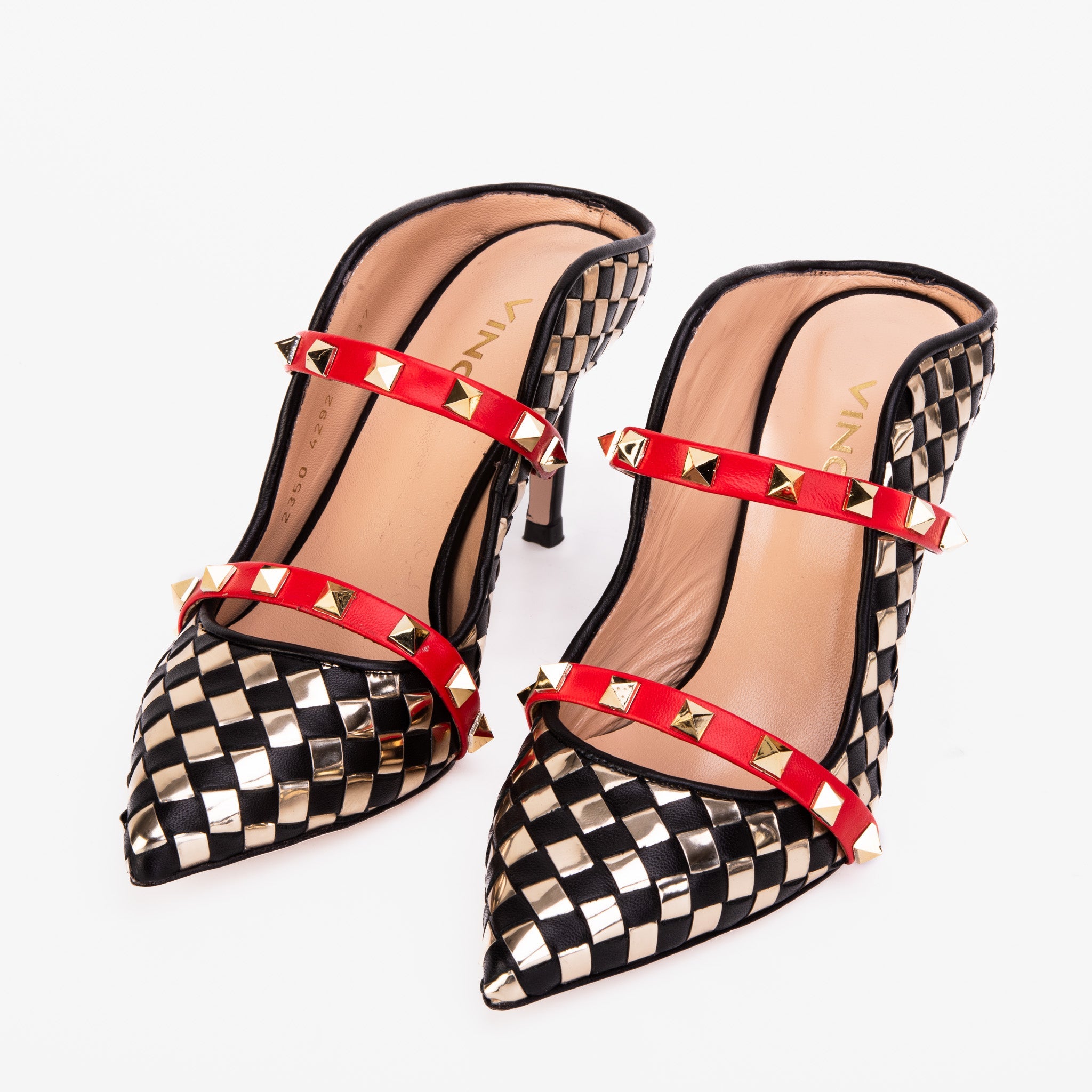 The Dosso Black Handwoven Leather Pointy Toe Women Sandal