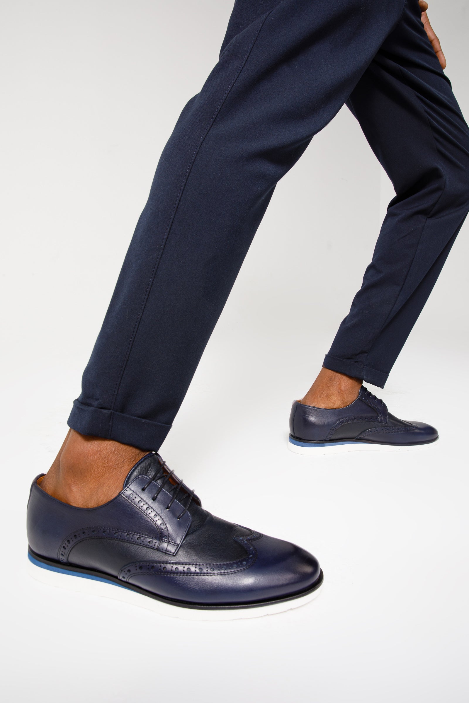 The Molise Navy Blue Wingtip Semi Brogue Derby Men Shoe Final Sale!