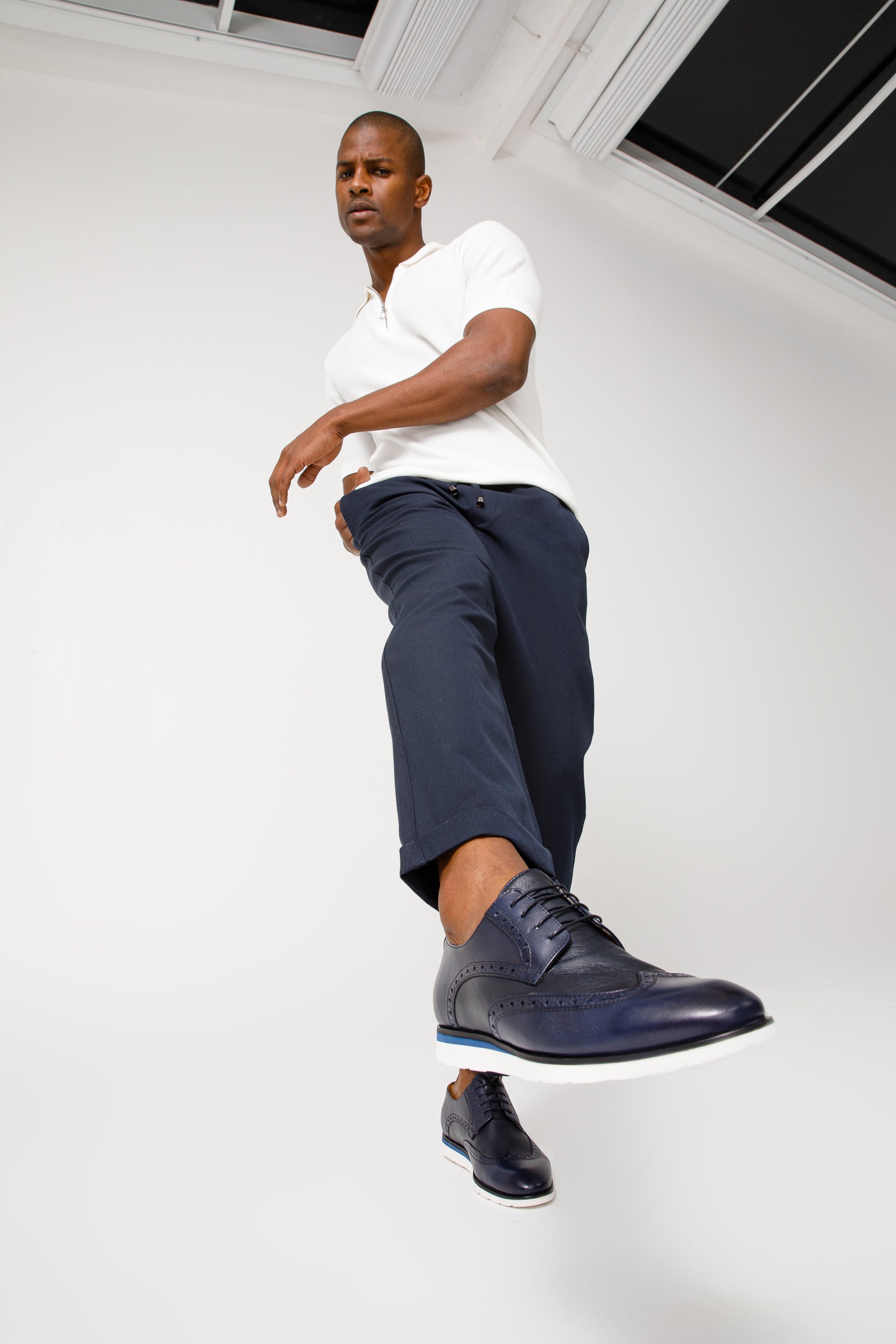 The Molise Navy Blue Wingtip Semi Brogue Derby Men Shoe Final Sale!