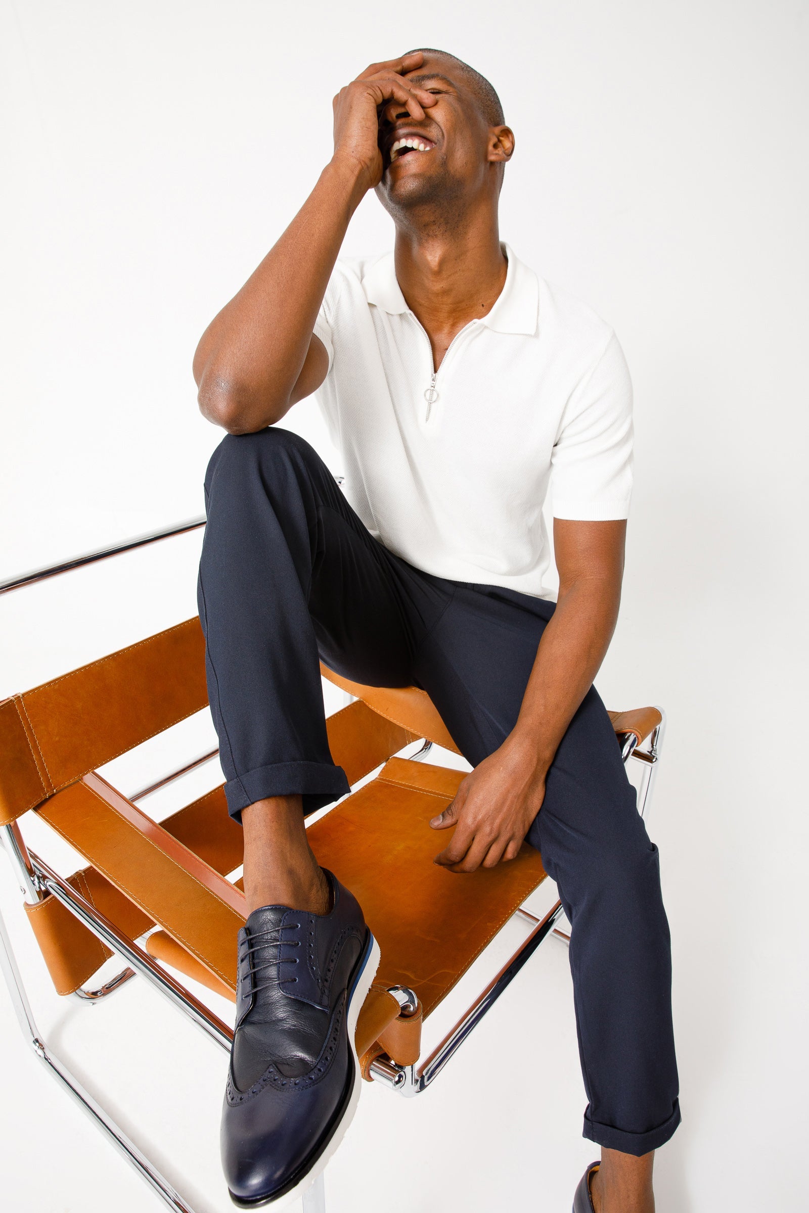 The Molise Navy Blue Wingtip Semi Brogue Derby Men Shoe Final Sale!