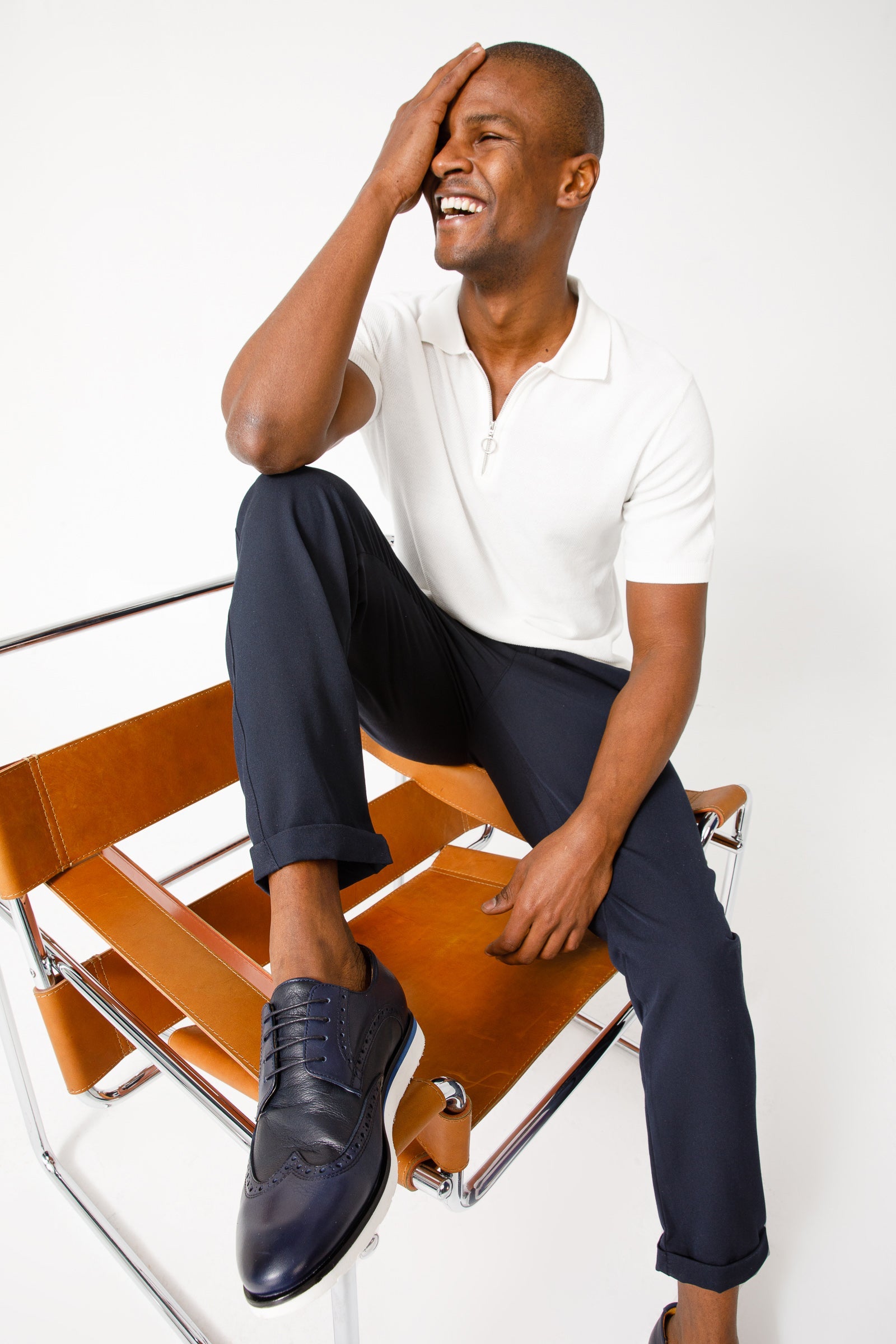 The Molise Navy Blue Wingtip Semi Brogue Derby Men Shoe Final Sale!