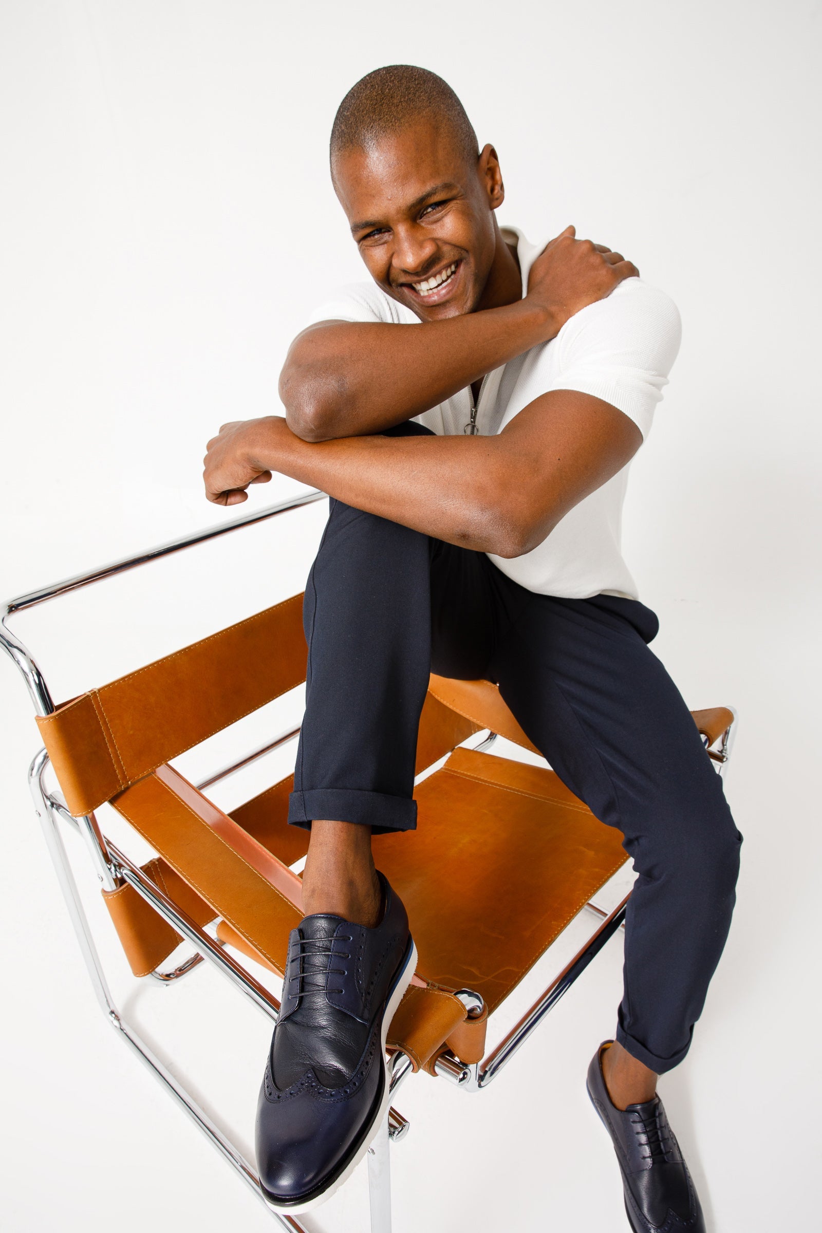 The Molise Navy Blue Wingtip Semi Brogue Derby Men Shoe Final Sale!