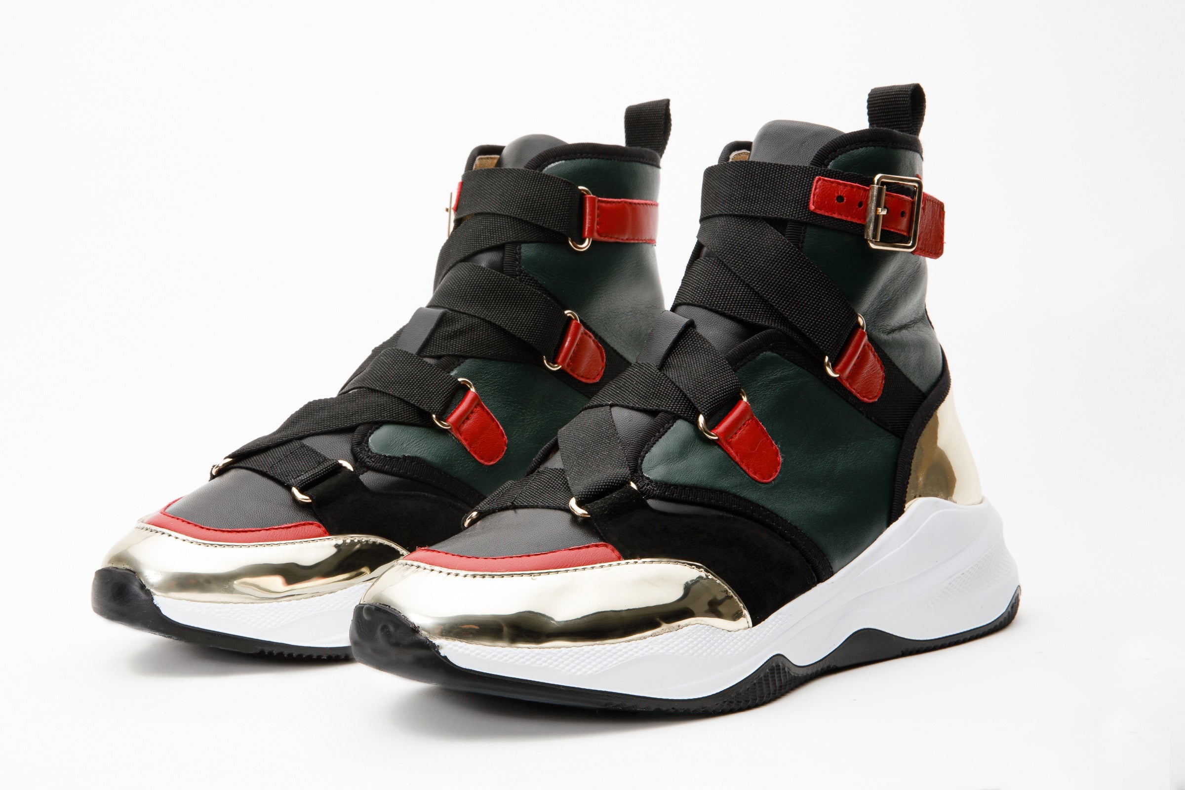 The Ottoman Green & Gold Leather Ankle Women Boot Final Sale!