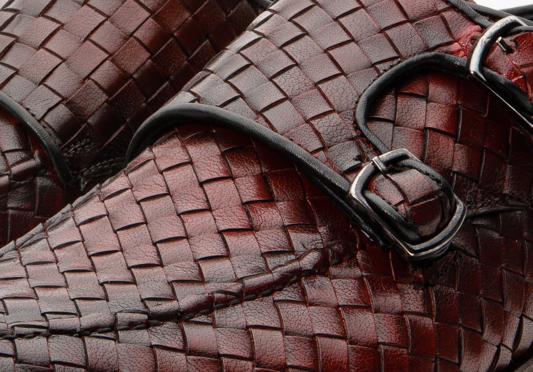 The Turan Burgundy Woven Double Monk Strap Dress Men Shoe