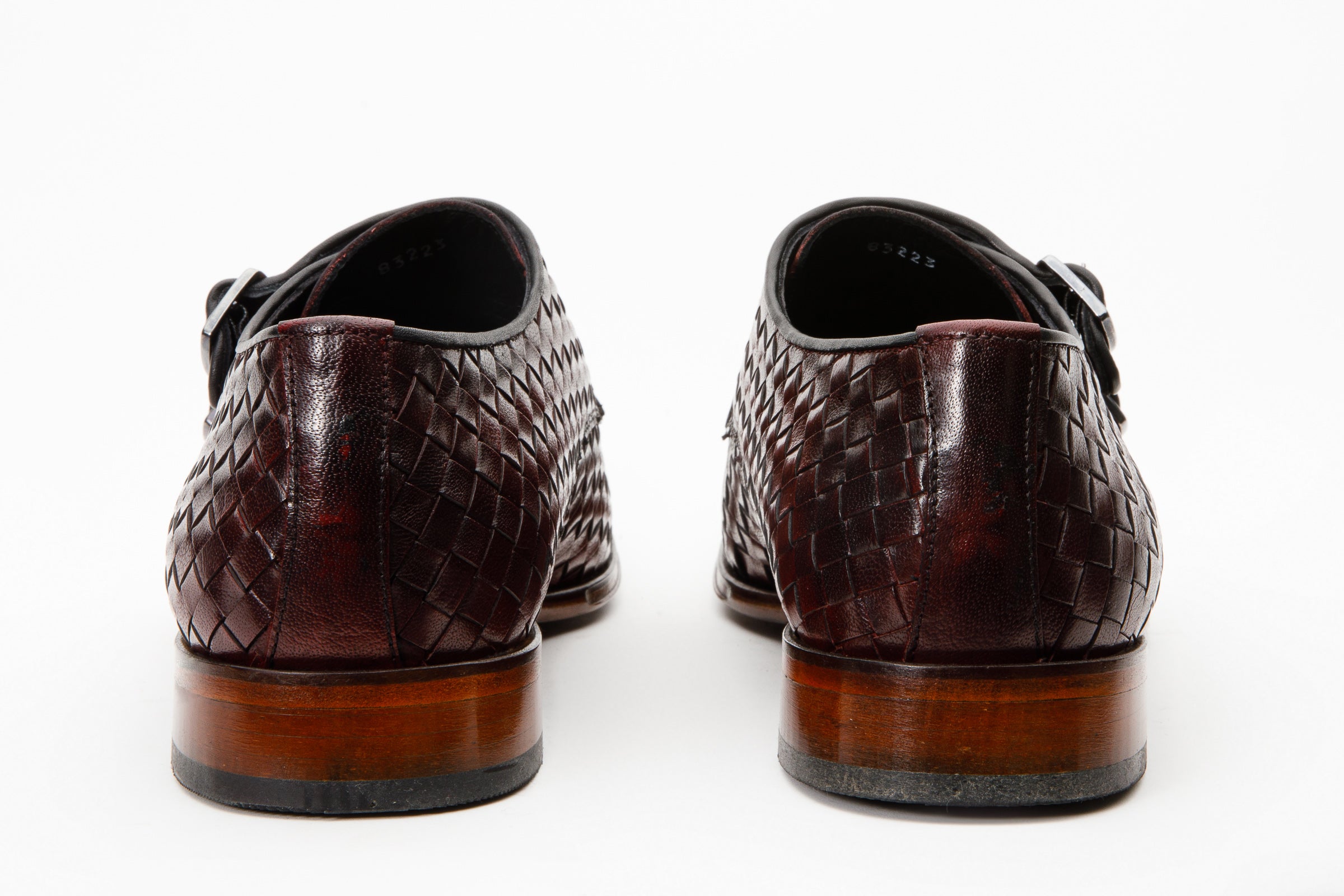 The Turan Burgundy Woven Double Monk Strap Dress Men Shoe