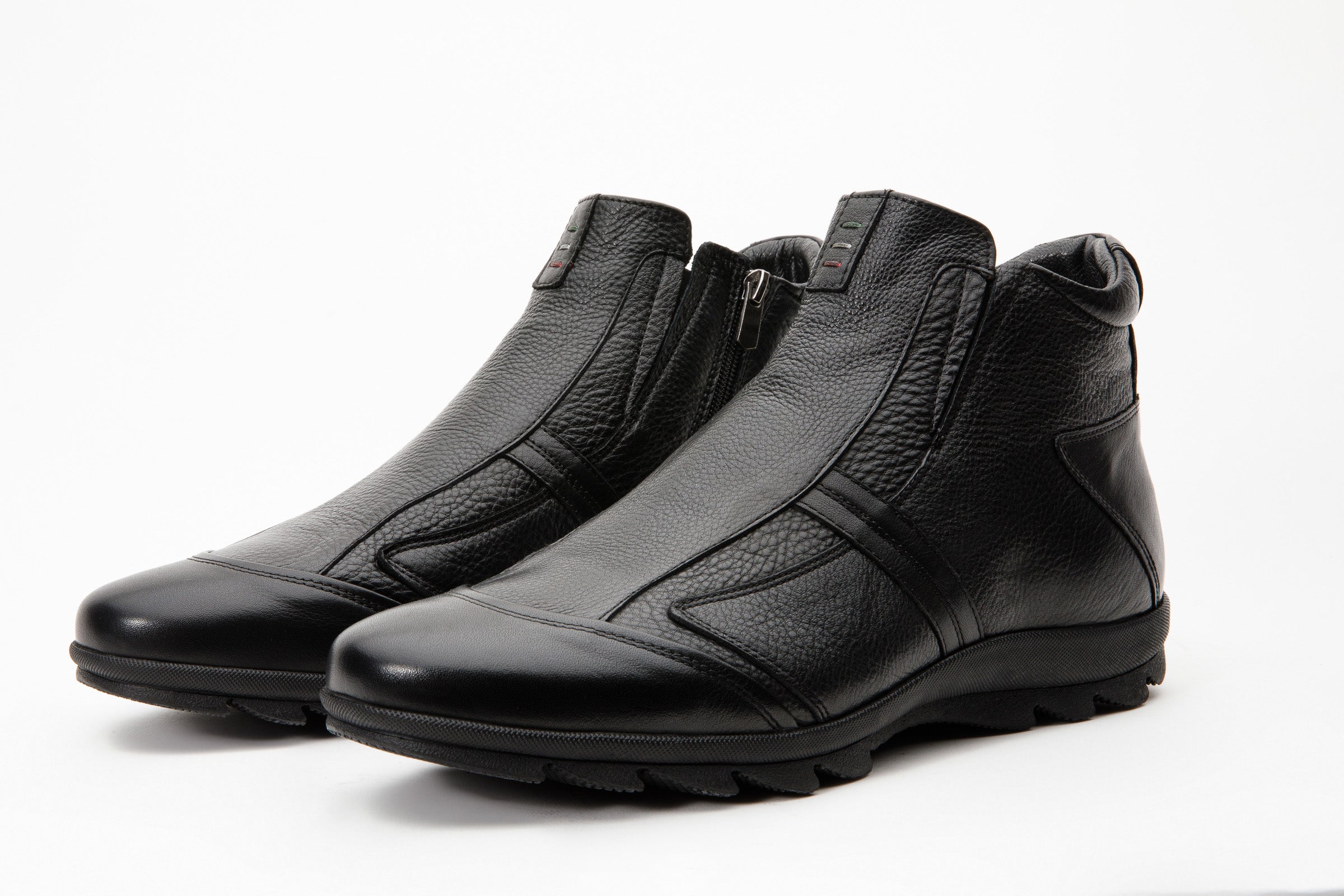 The Montreal Black Leather Casual Zip-Up Ankle Men Boot