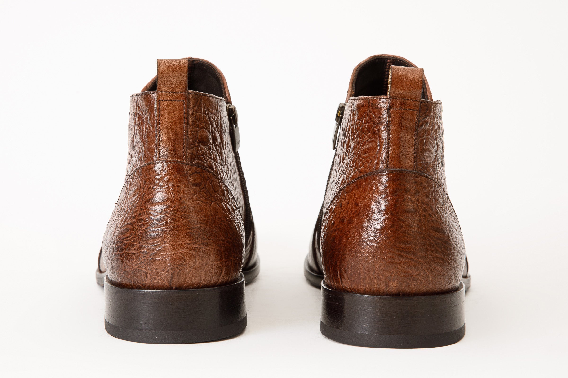 The Randor Brown Crocodile Leather Side-Zip Dress Ankle Men Boot