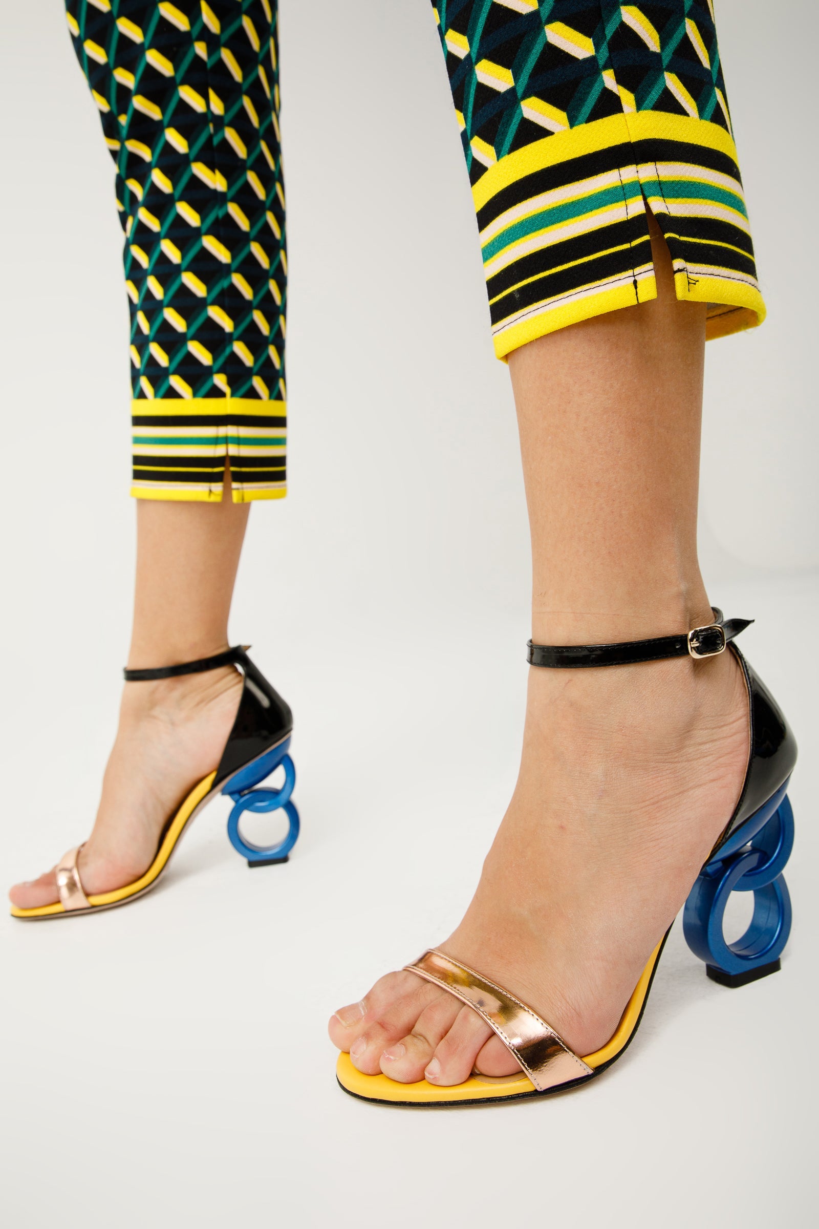 The Helix Heel Rose Gold Leather Women Sandal