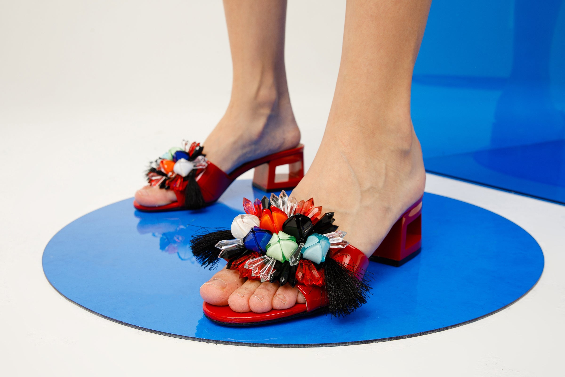 The Vigo Red Leather Block Heel Women Sandal