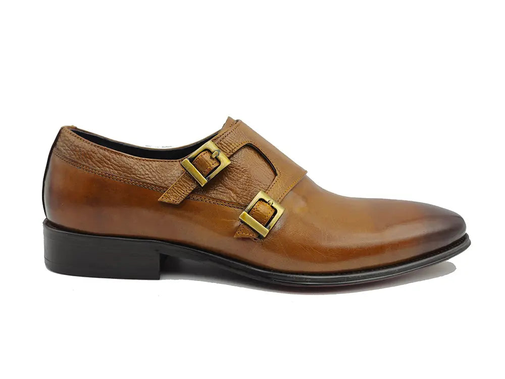 Carrucci Shoes Double Monk Straps Calfskin Leather KS099-3003