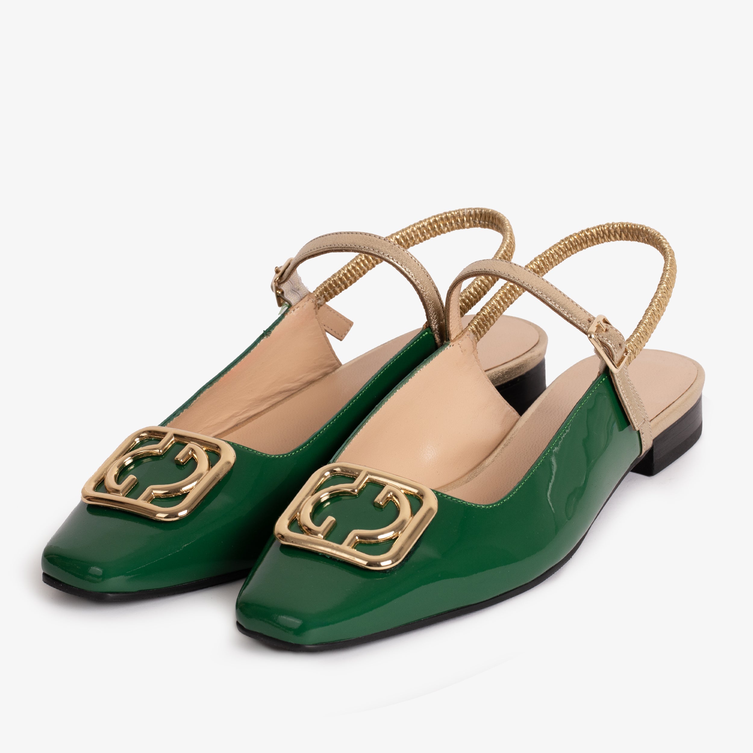 The Rosalinda Green Patent Leather Women Flat Slingback Sandal