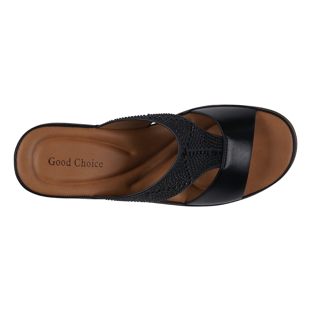GC Shoes Women's Everi Black Wedge Sandals