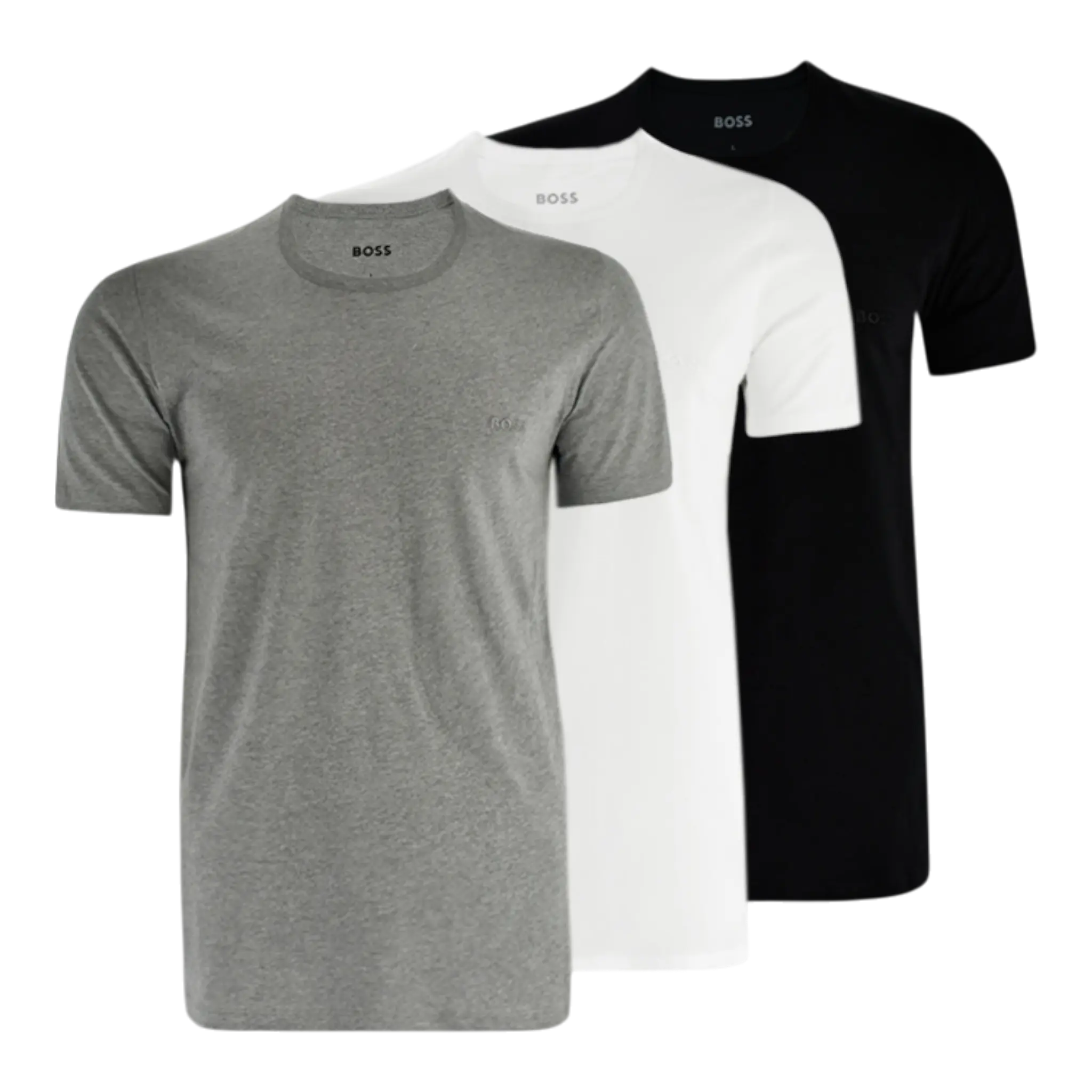 Boss 3 Pack Crew Neck Men's Cotton T Shirts White Set