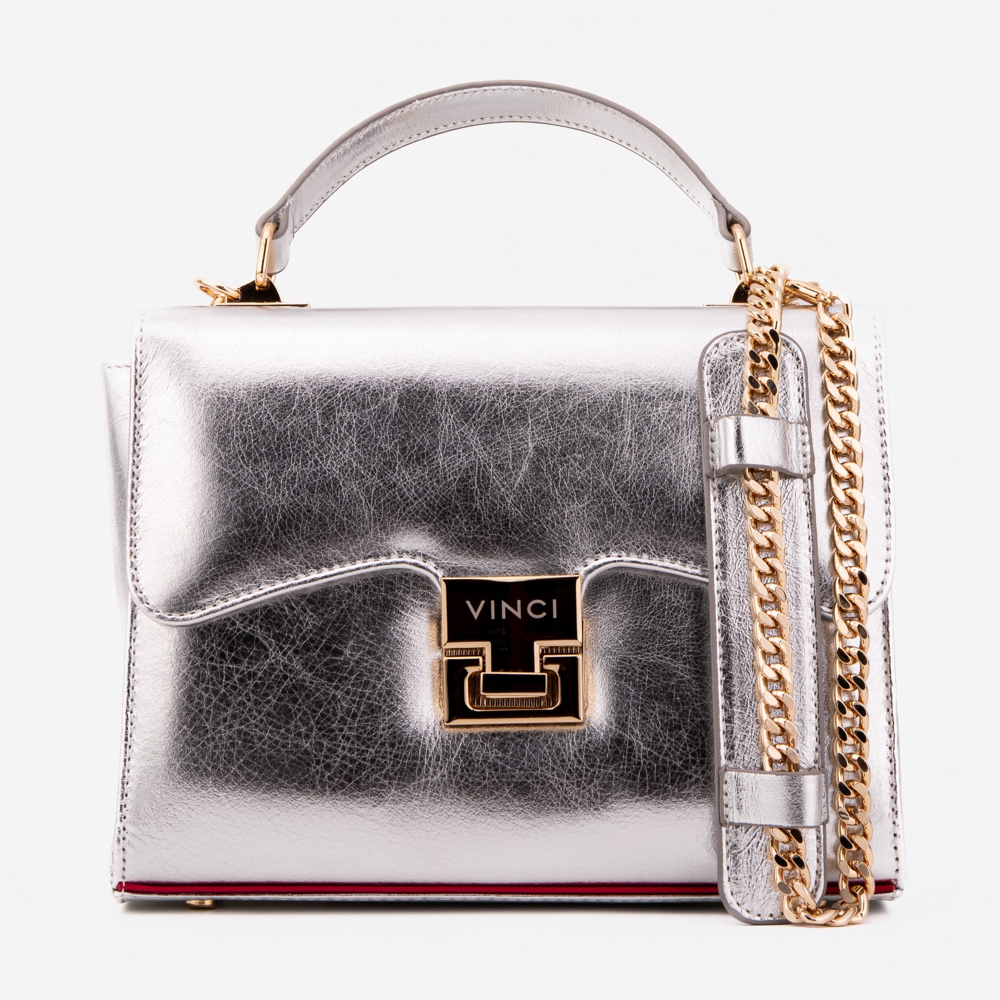 The Ege Silver Leather Handbag