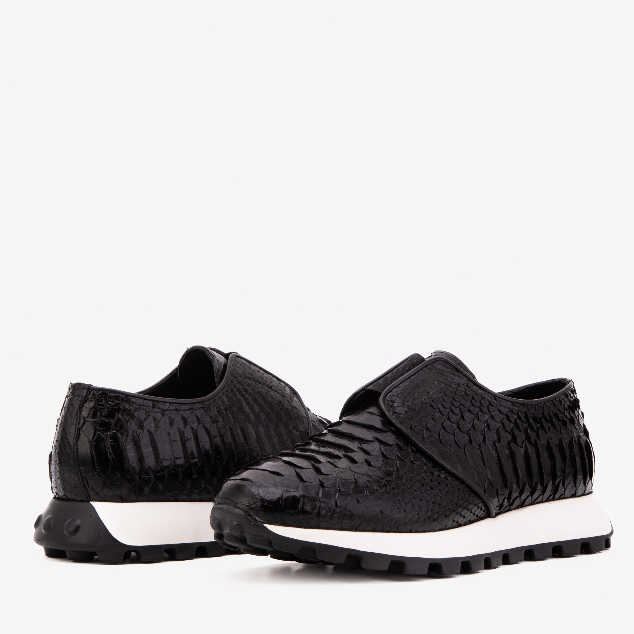 The Obsidian Black Python Leather Men Sneaker