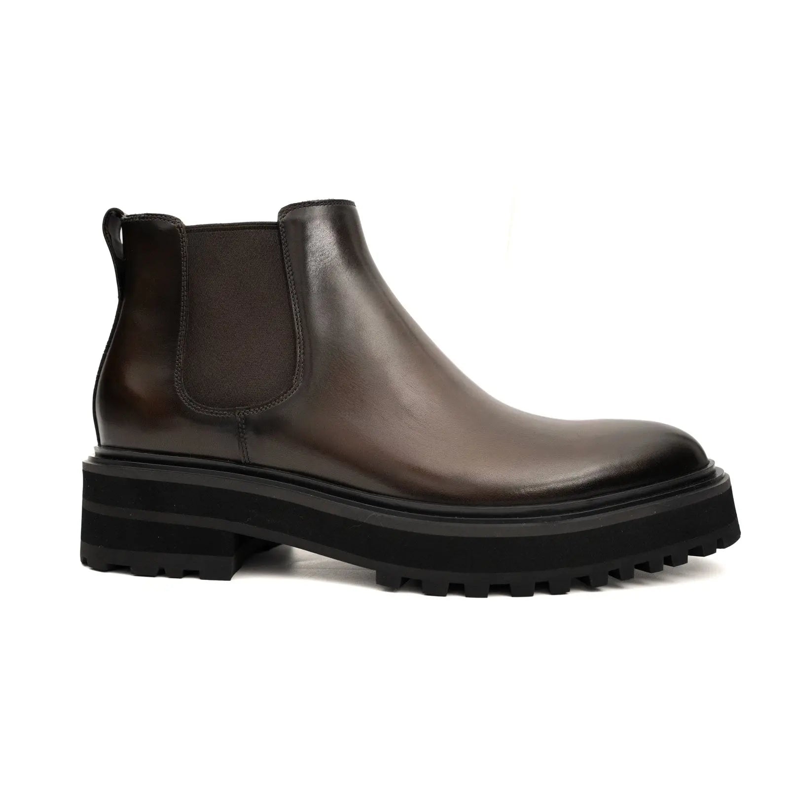 DIVINCH Espresso Leather Platform Chelsea Calfskin Leather Espresso