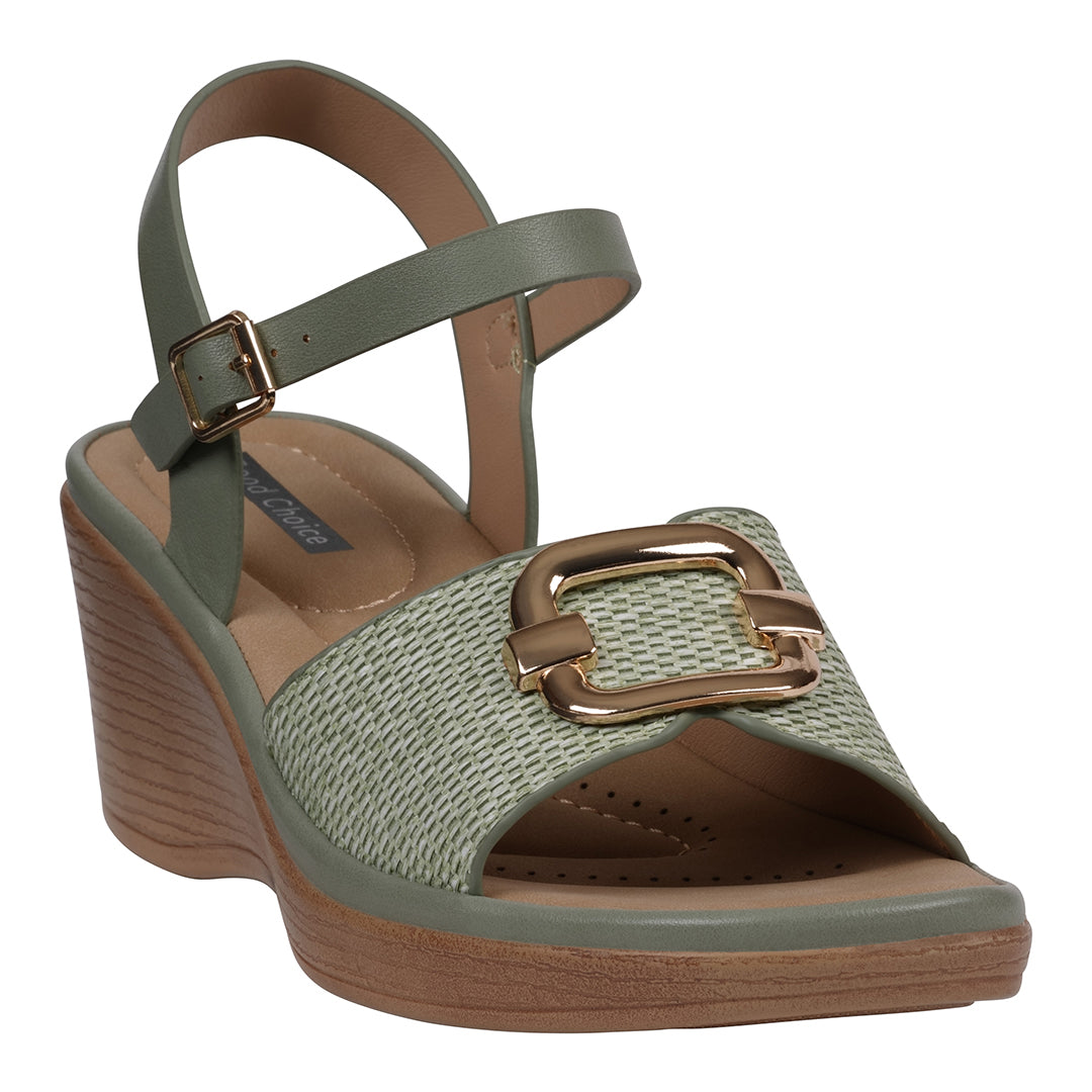 GC Shoes Women's Fia Mint Woven Wedge Sandals