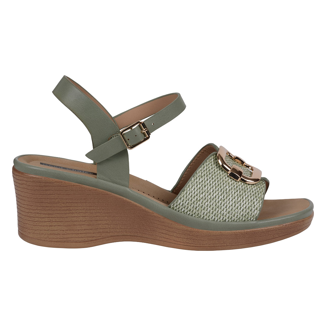 GC Shoes Women's Fia Mint Woven Wedge Sandals