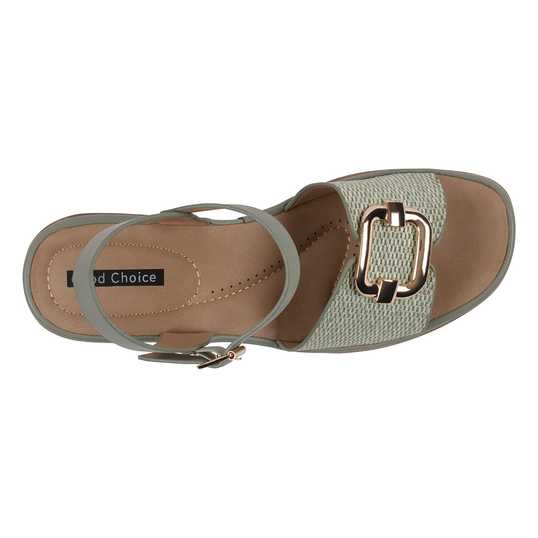 GC Shoes Women's Fia Mint Woven Wedge Sandals