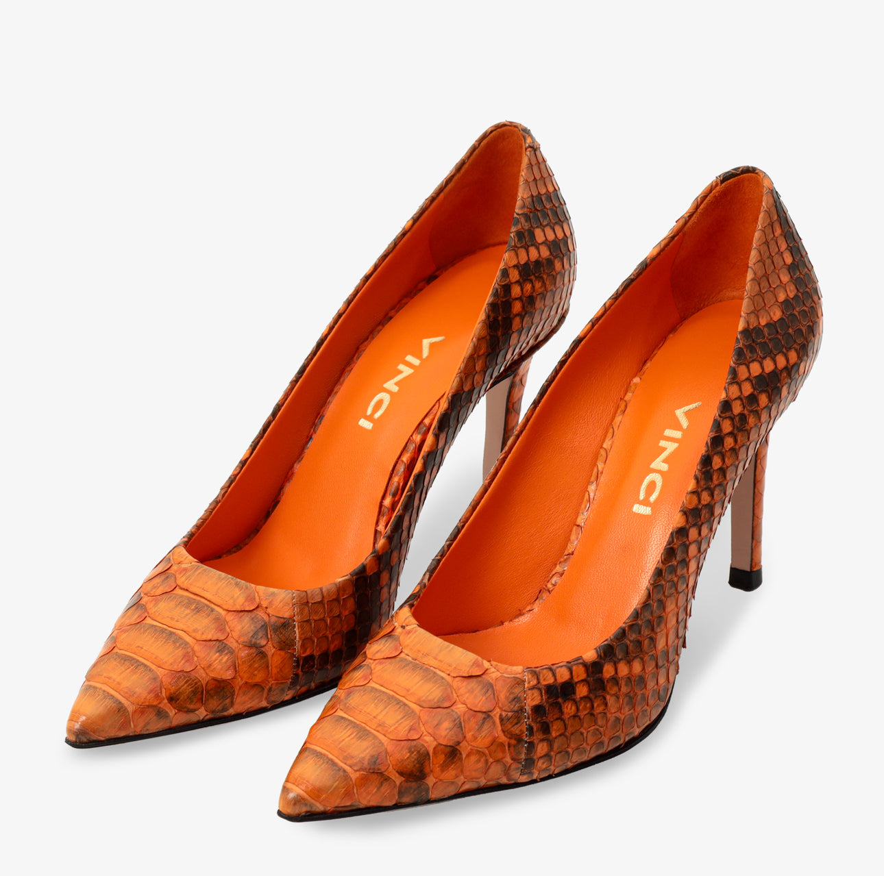 The Queenn Orange Pythn Leather Pump Women Shoe