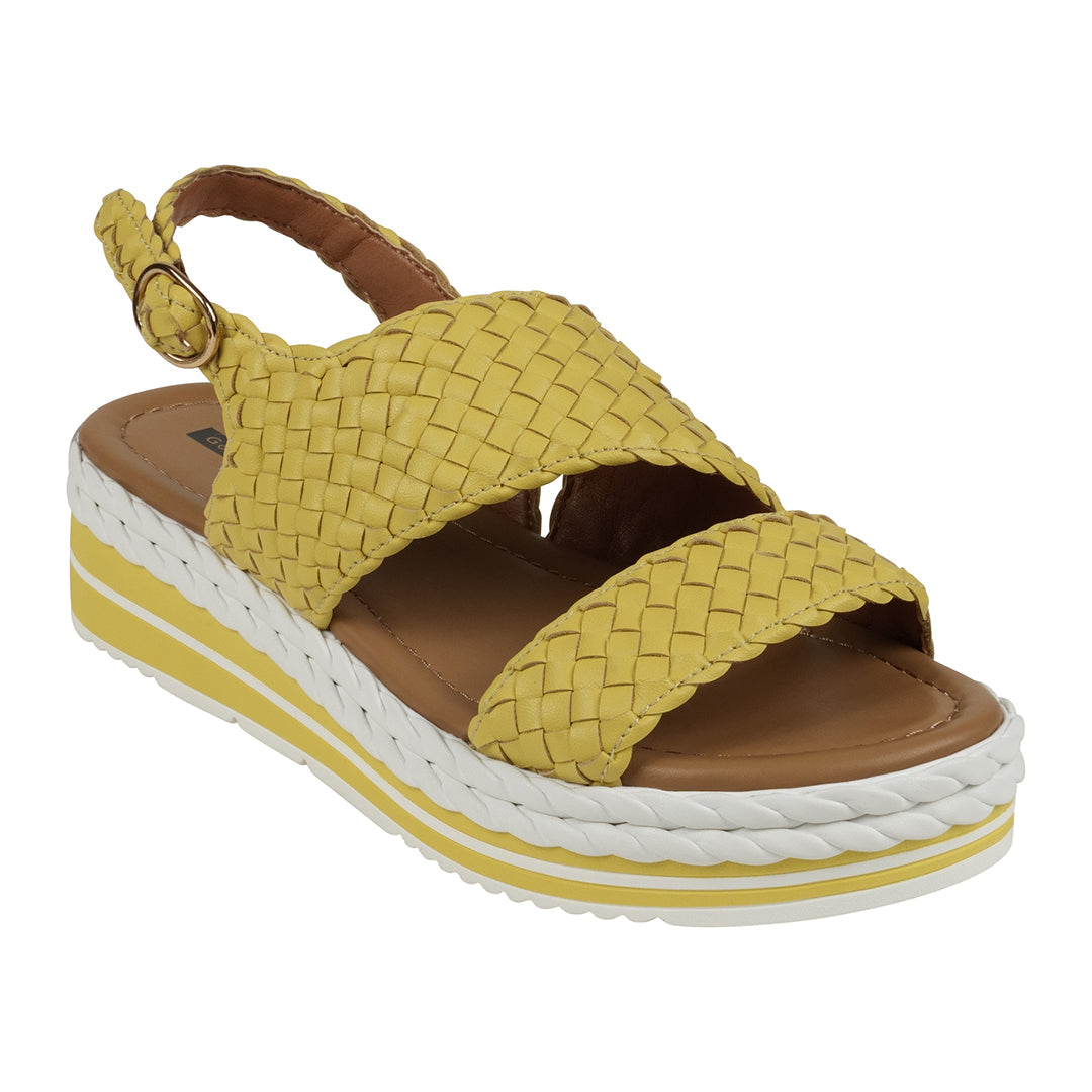 GC Shoes Gallant Mustard Double Band Slingback Platform Sandals