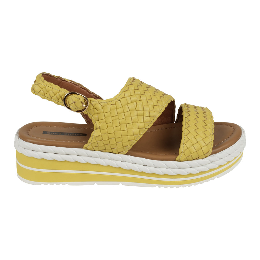 GC Shoes Gallant Mustard Double Band Slingback Platform Sandals