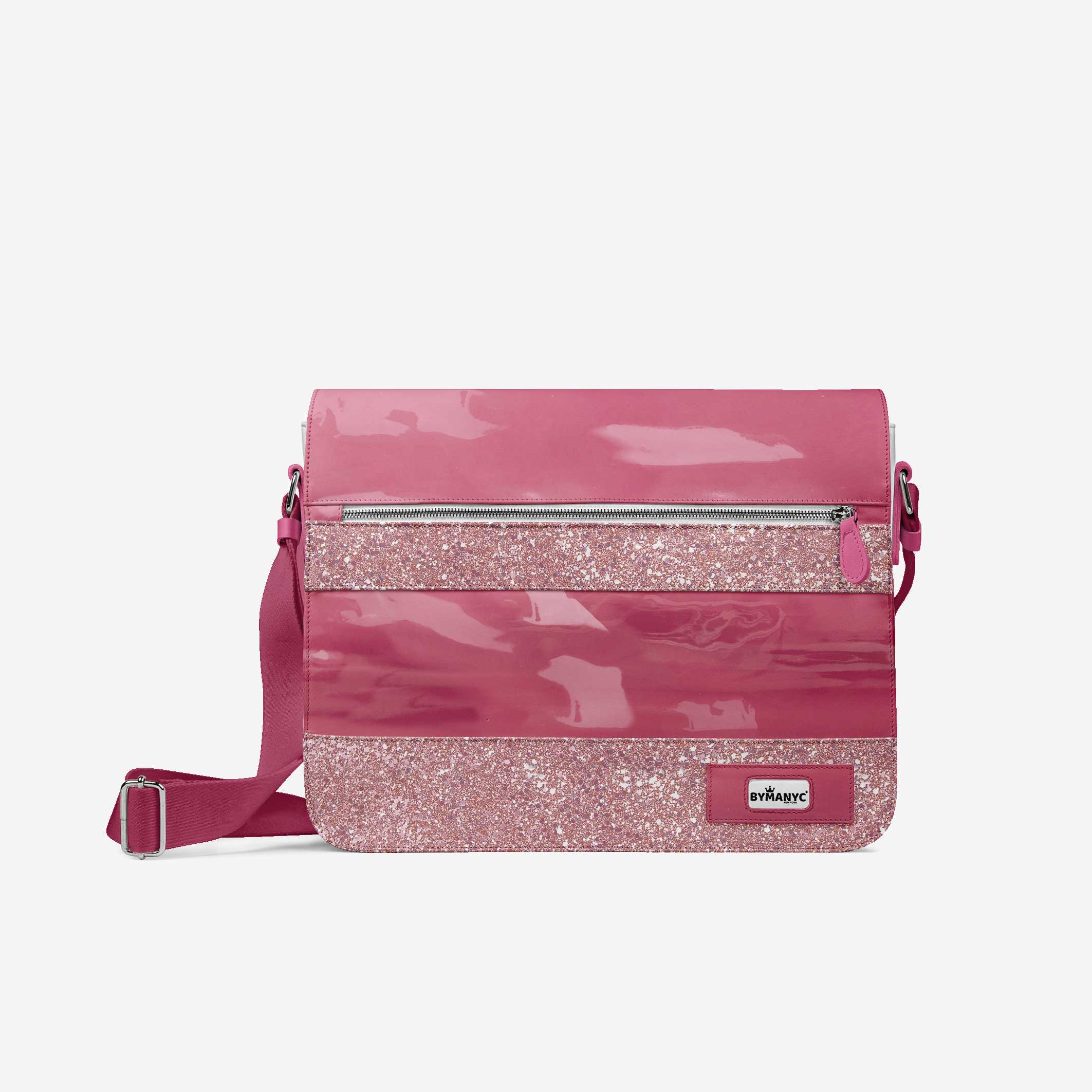 Glitter Pink Messenger Bag 16” | BYMANYC ® New York Glam Street Edition