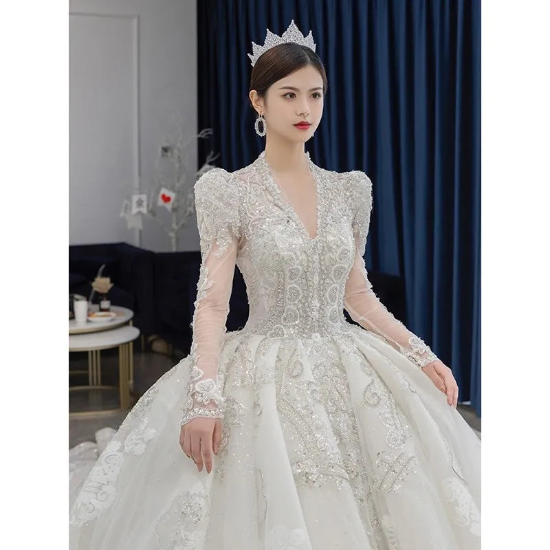 Luxurious Long Sleeved Wedding Gown EDW32