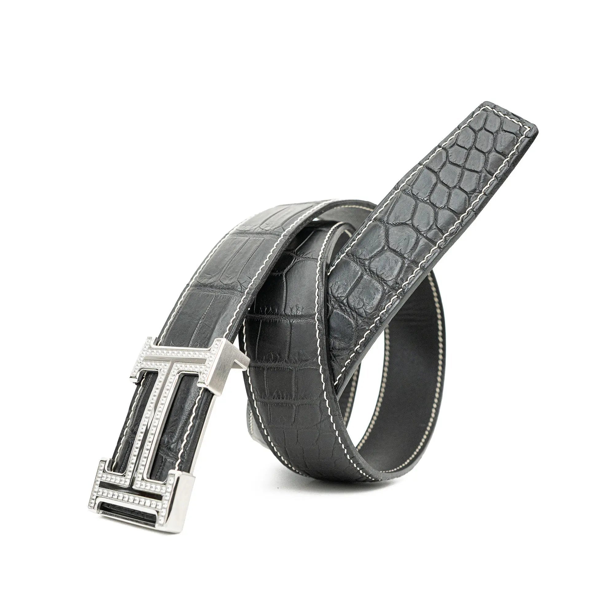 DIVINCH Alligator Leather Belt Patina Handcrafted DVG59