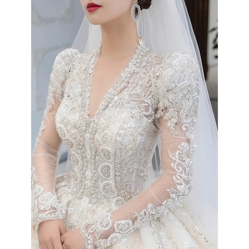 Luxurious Long Sleeved Wedding Gown EDW32