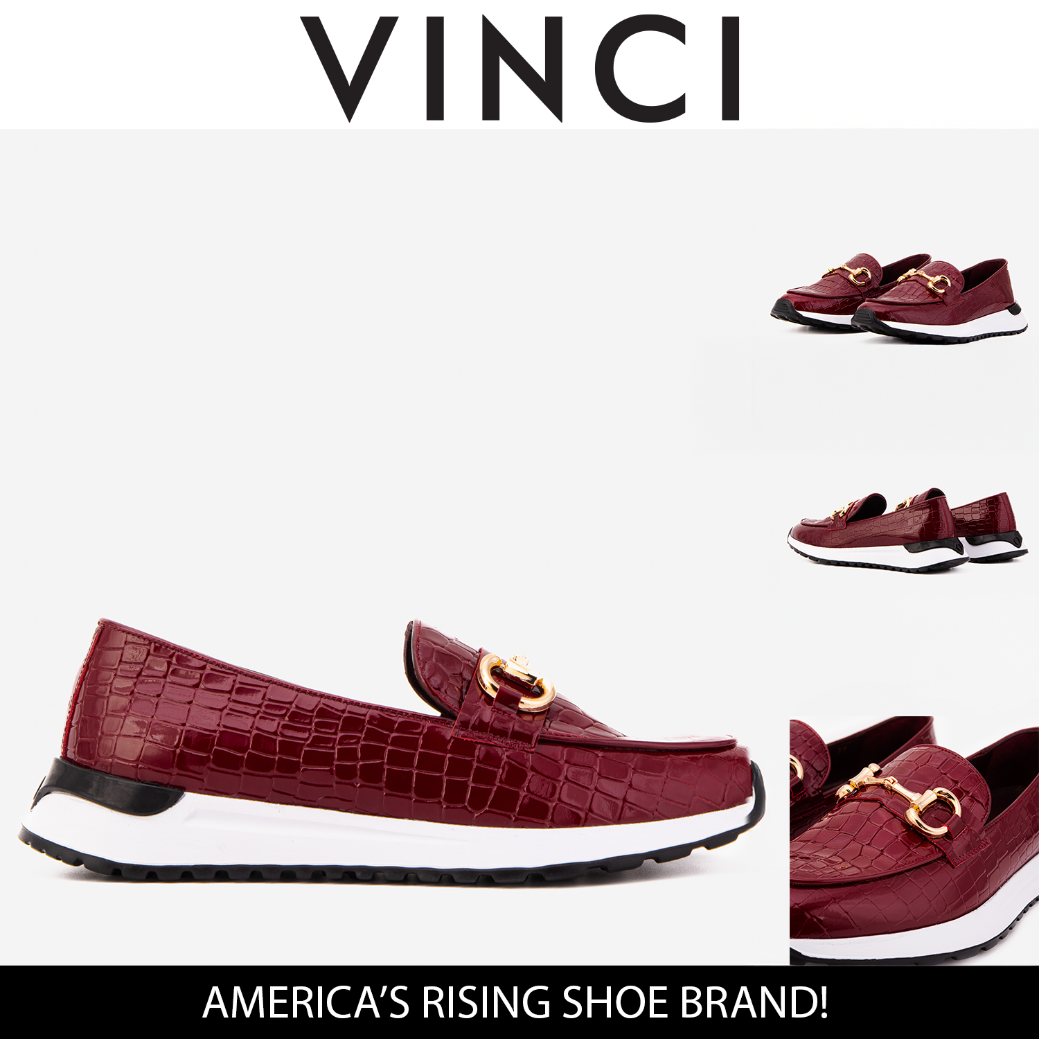 The Milan Burgundy Croc-Embossed Patent Leather Women Sneaker