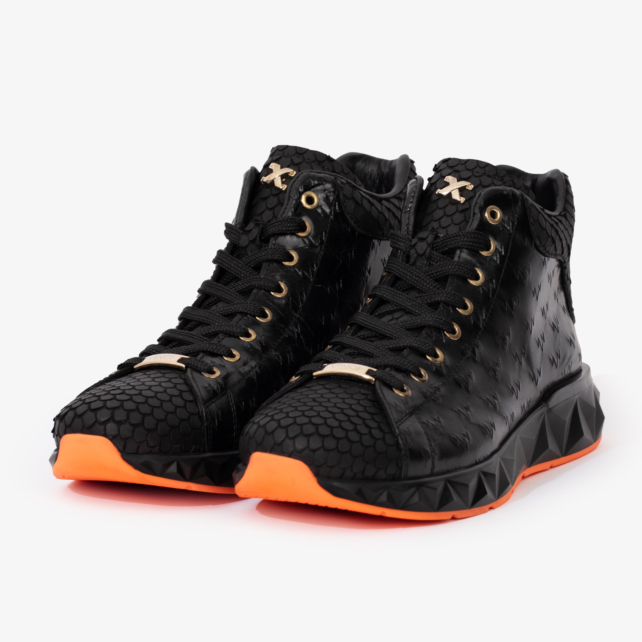 Vinci Leather Shoes The Caesars Black Leather High-Top Men Sneaker