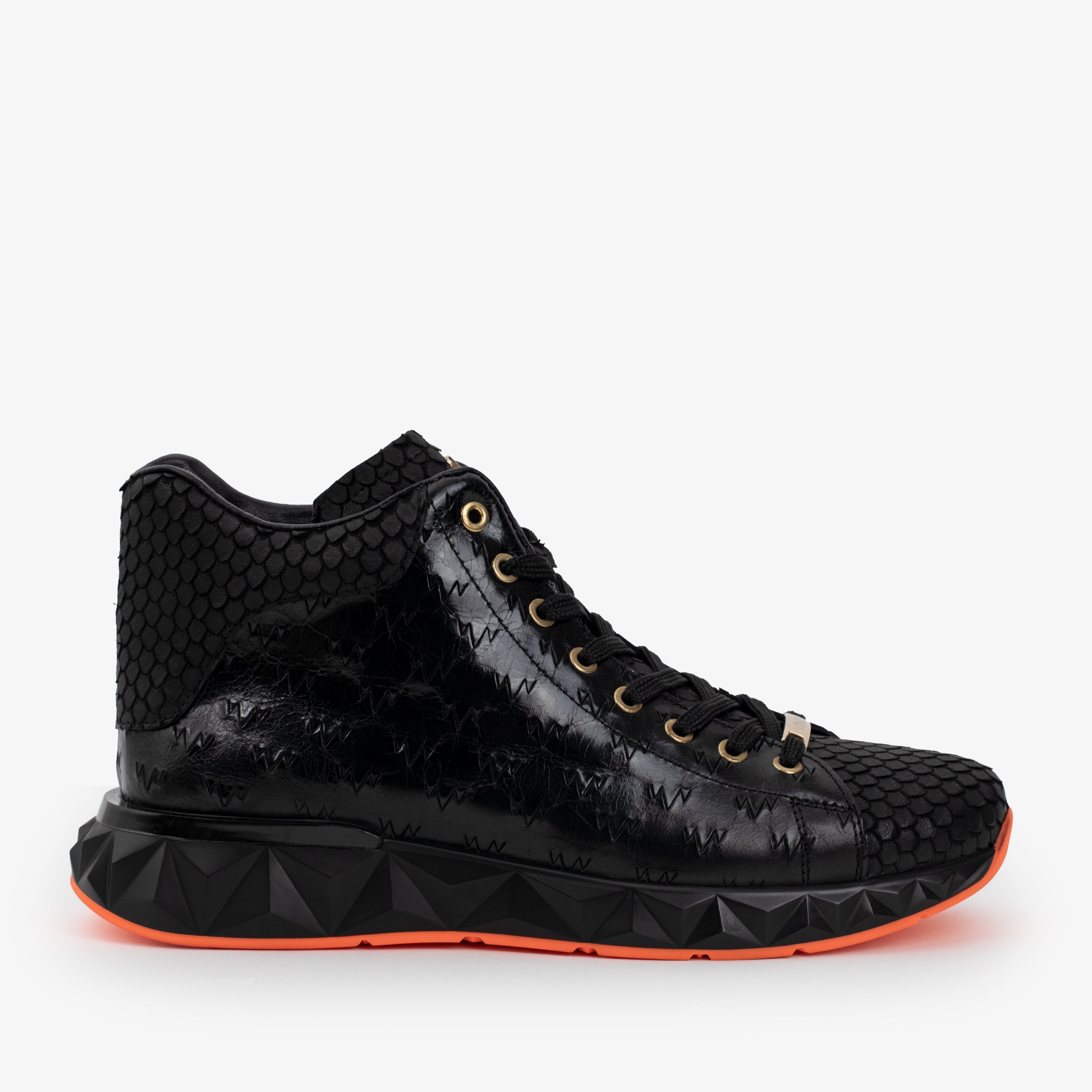 Vinci Leather Shoes The Caesars Black Leather High-Top Men Sneaker