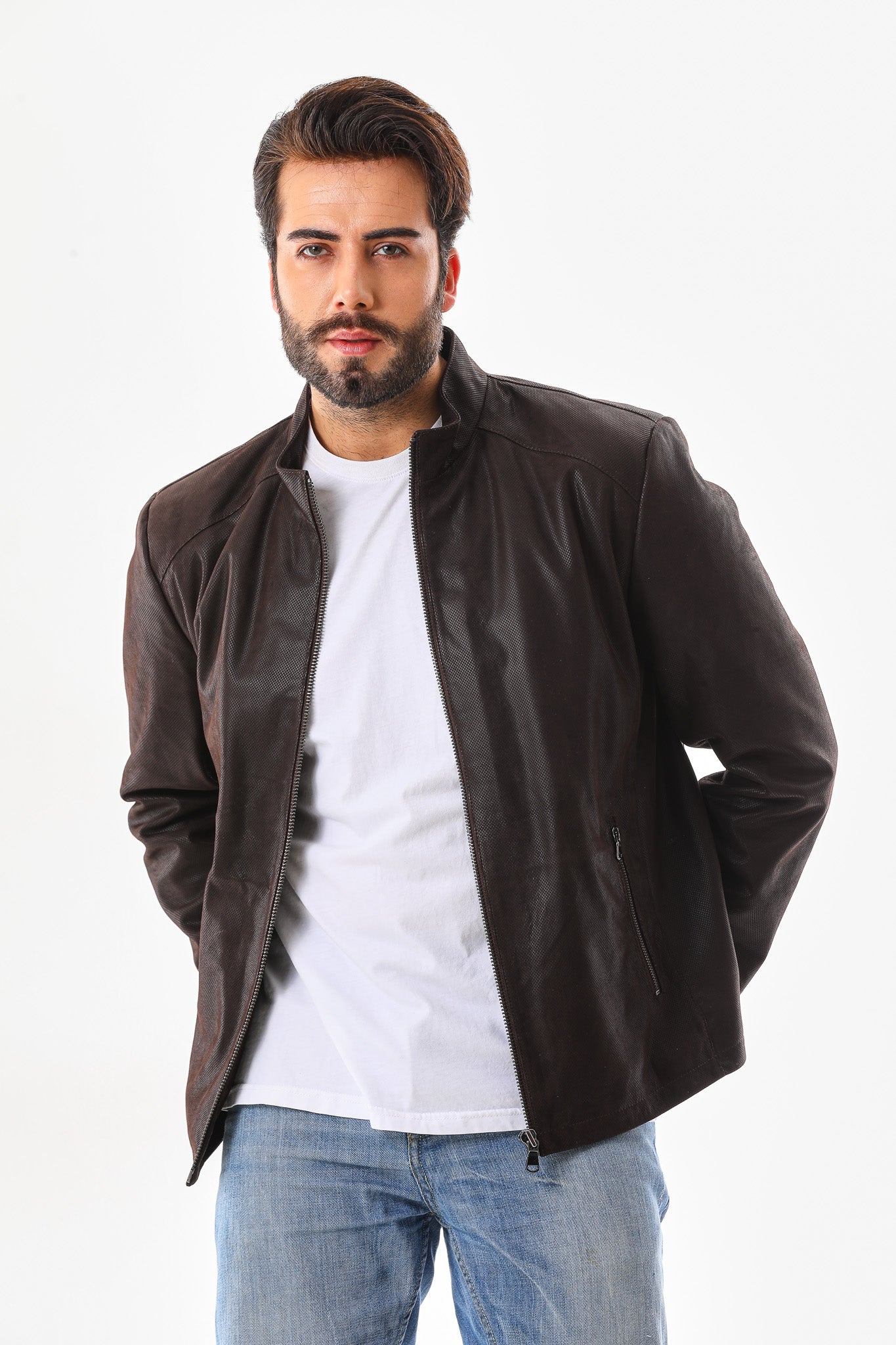 The Modena Matte Espresso Leather Men Jacket